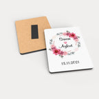 Pembe Çiçek Desenli Ahşap Magnet