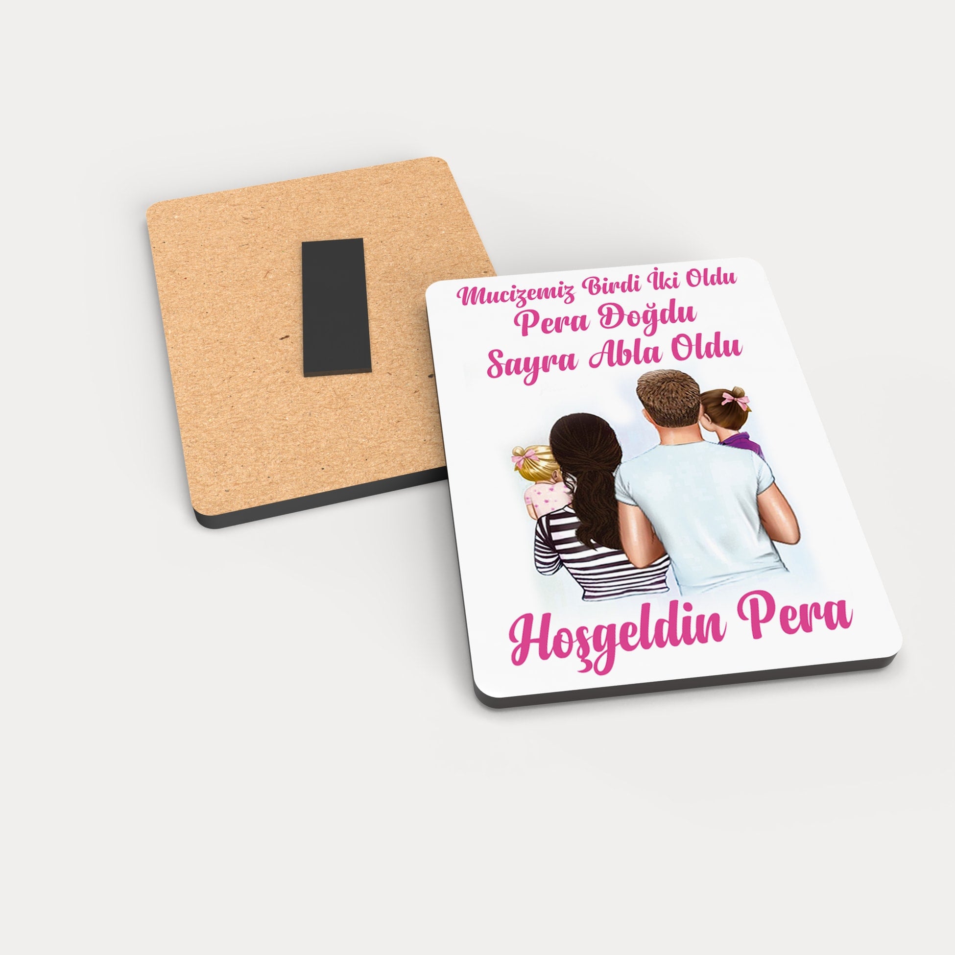 Aile Temalı Ahşap Magnet