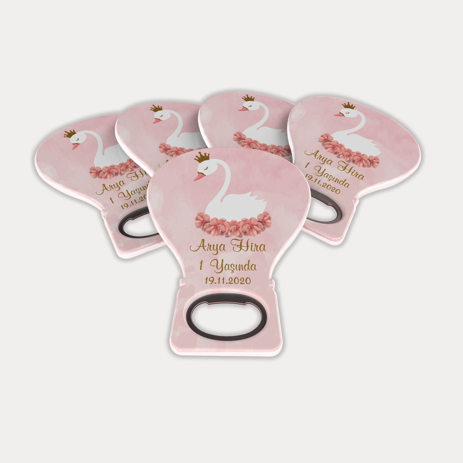 Pembe Kuğu Desenli Balon Açacak Magnet