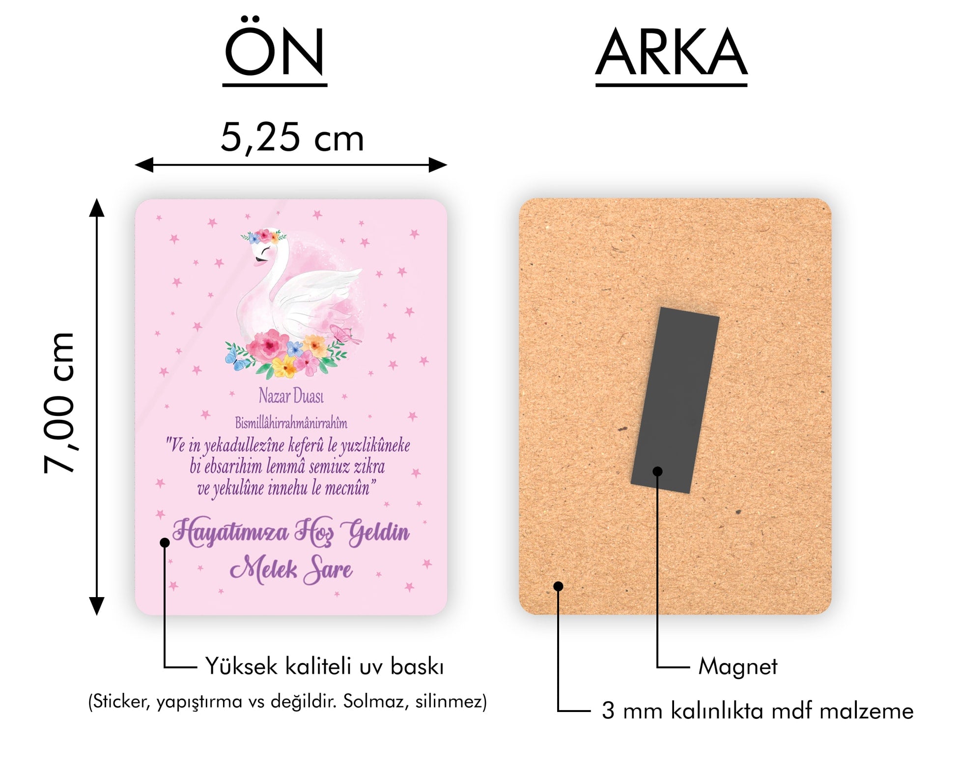 Kuğu Desenli Ahşap Magnet