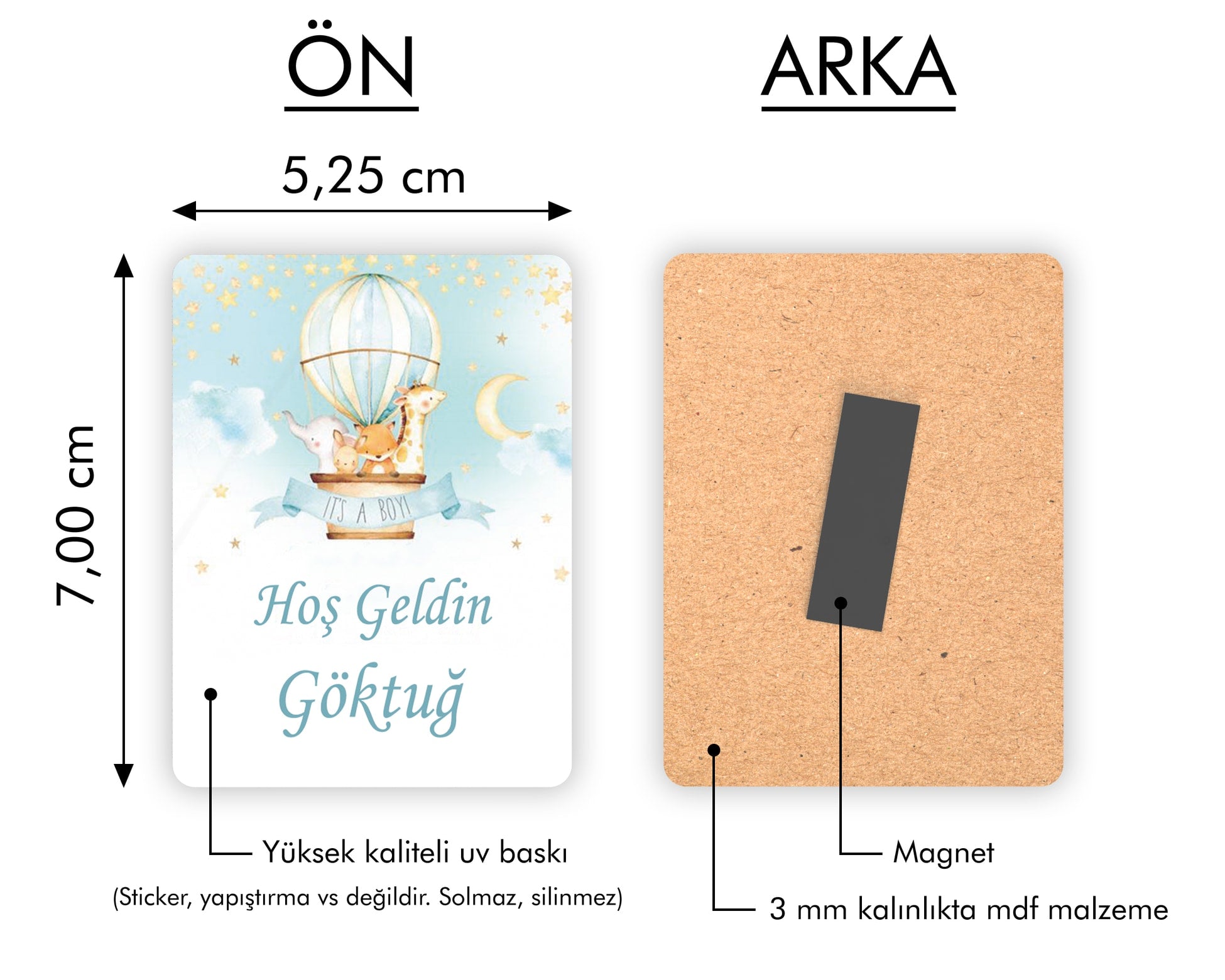 Uçan Balon Hayvanlar Temalı Ahşap Magnet