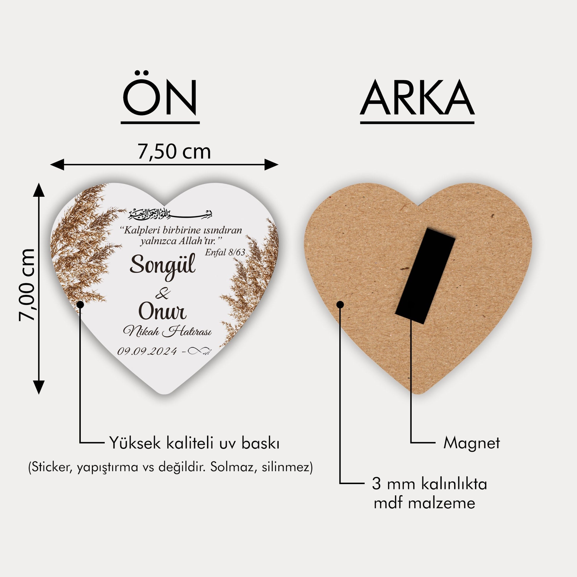 Pampas Desenli Ahşap Magnet