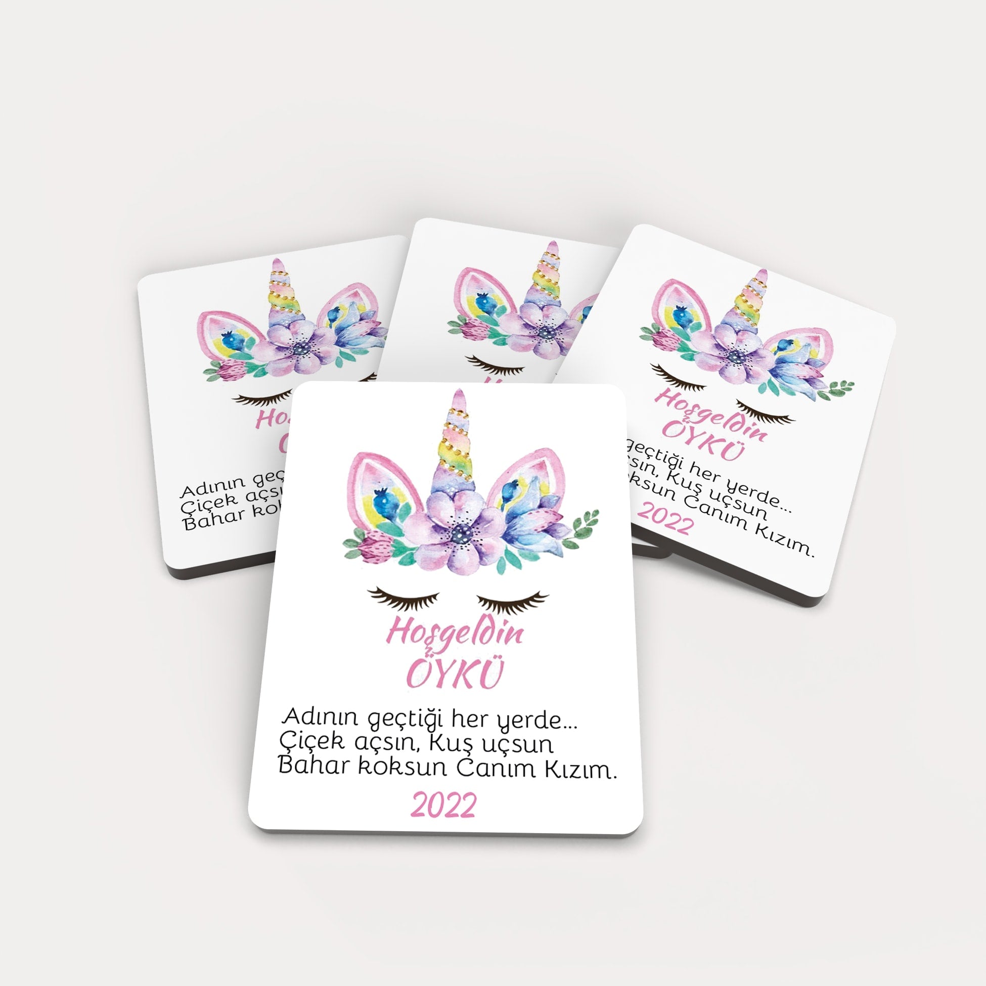 Unicorn Temalı Ahşap Magnet