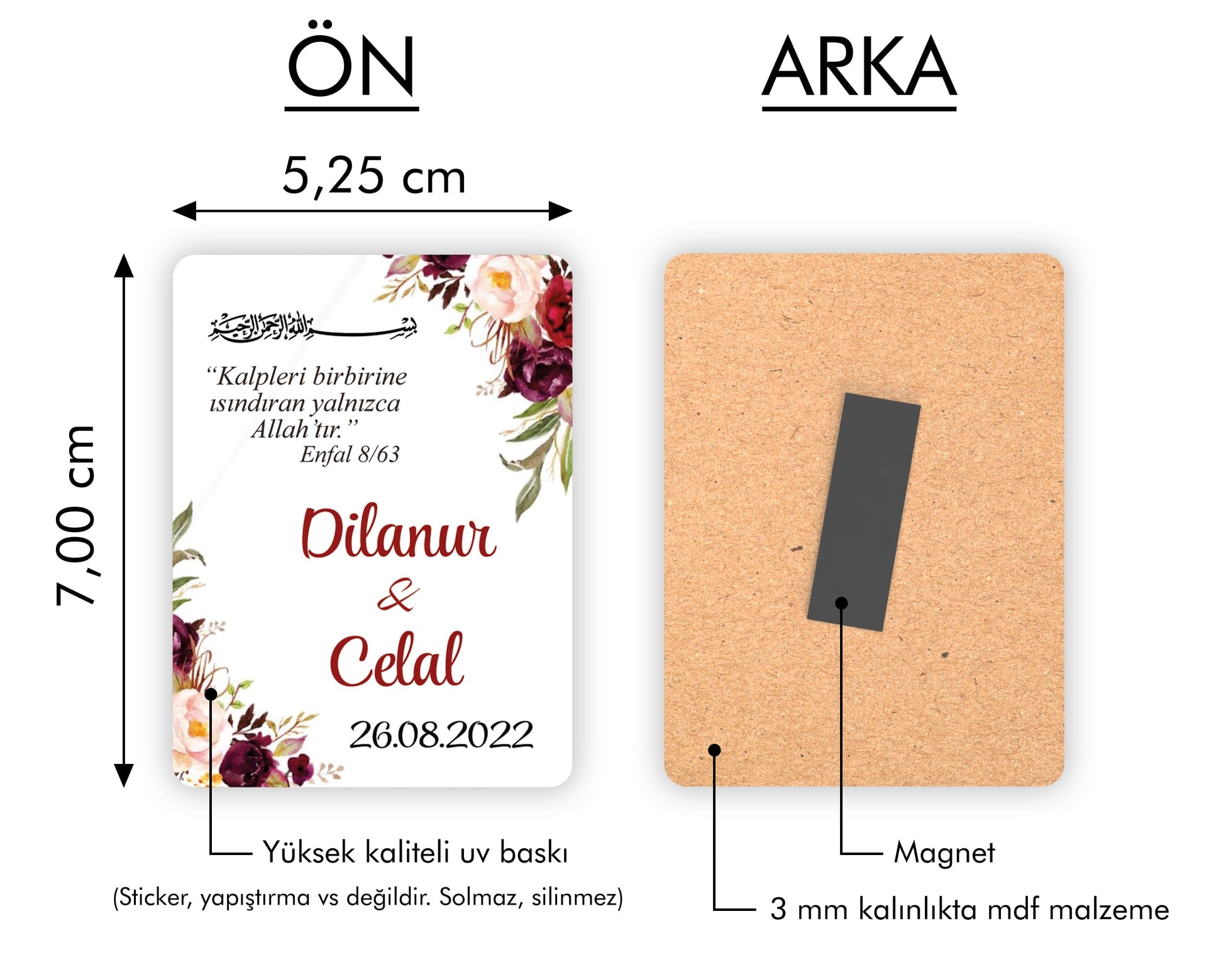 Gül Çiçek Çerçeve Ahşap Magnet