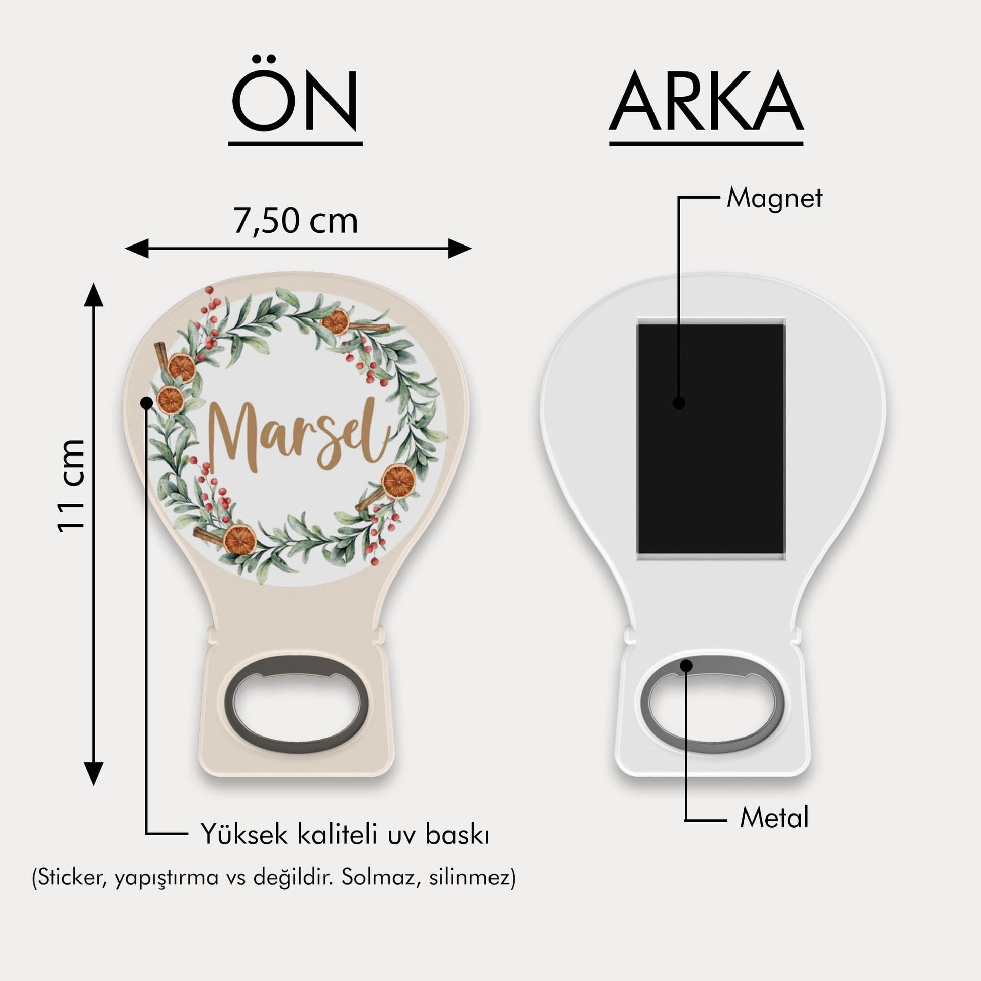Portakal Temalı Yeşil Çerçeve Balon Açacak Magnet