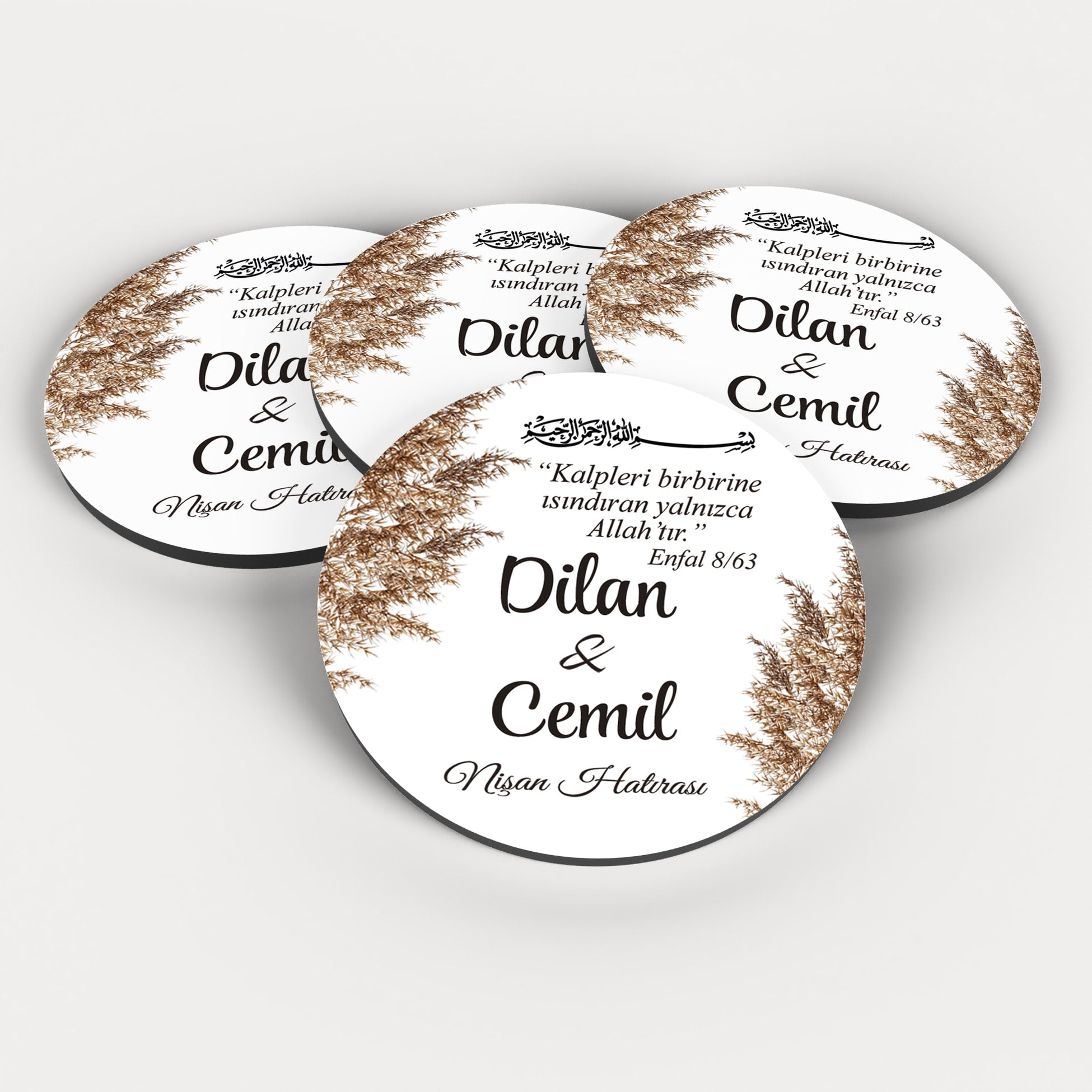 Pampas Desenli Yuvarlak Ahşap Magnet