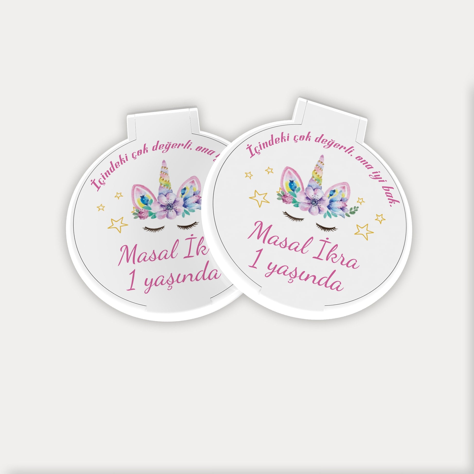 Unicorn Temalı Yuvarlak Ayna