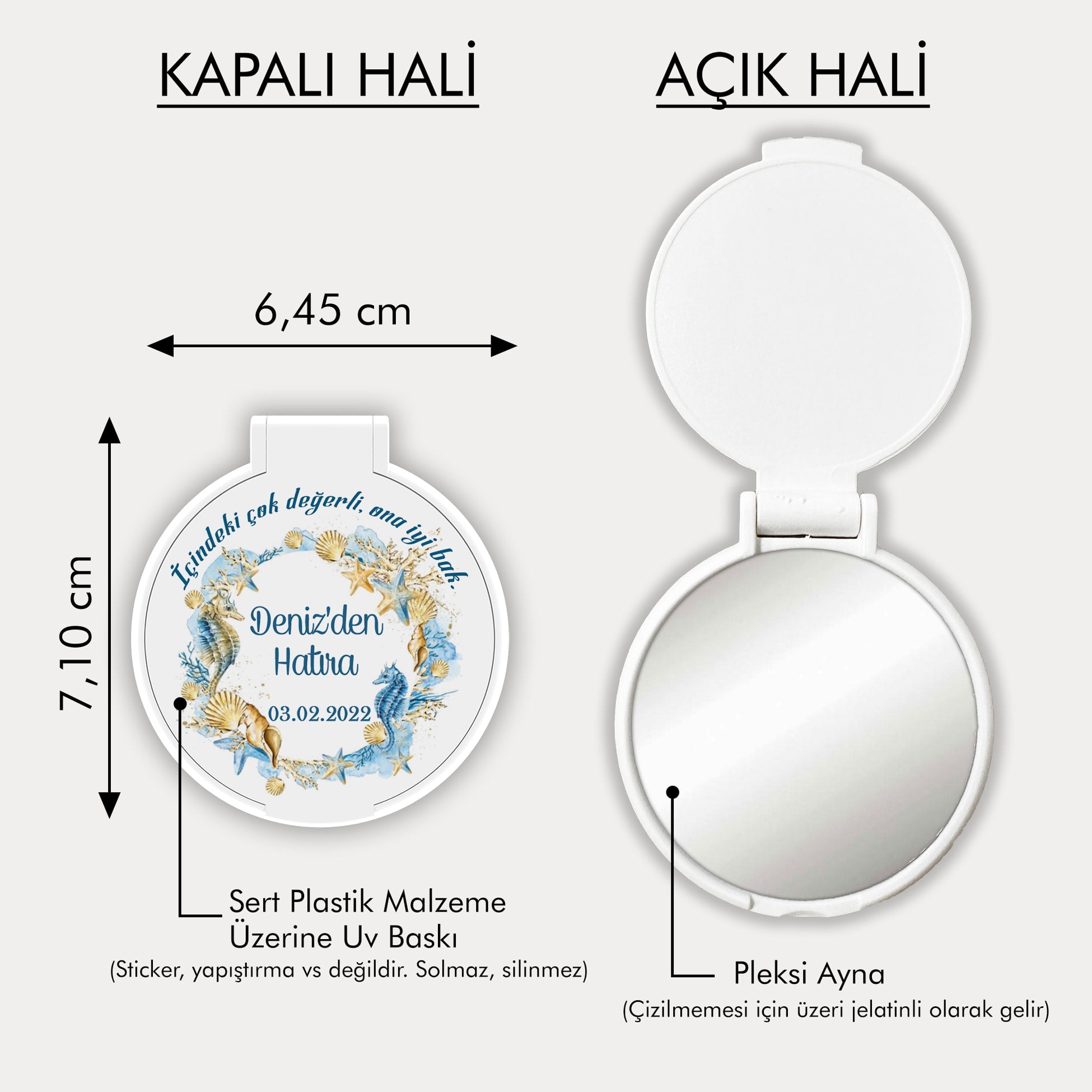 Deniz Temalı Yuvarlak Ayna