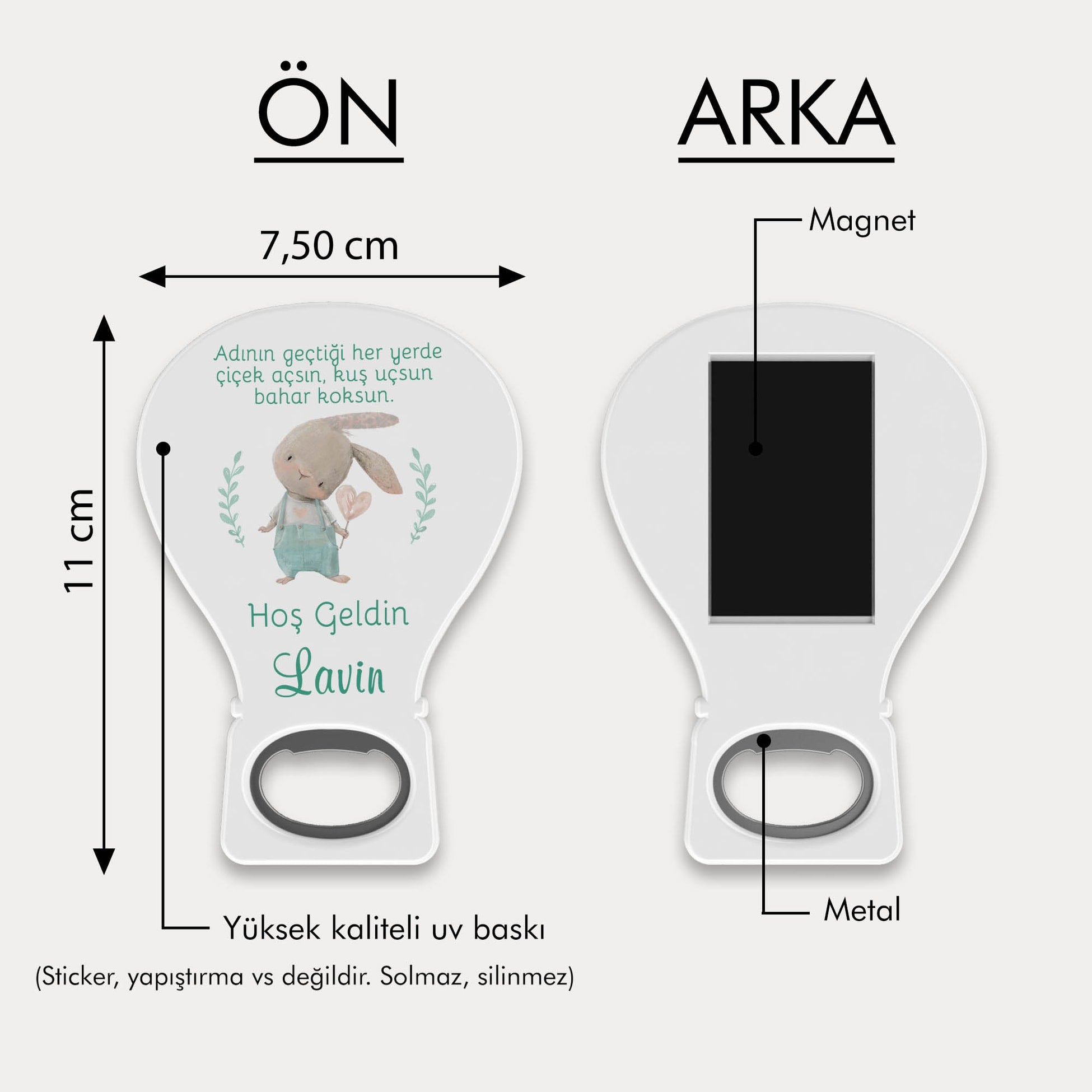 Tavşan Desenli Balon Açacak Magnet