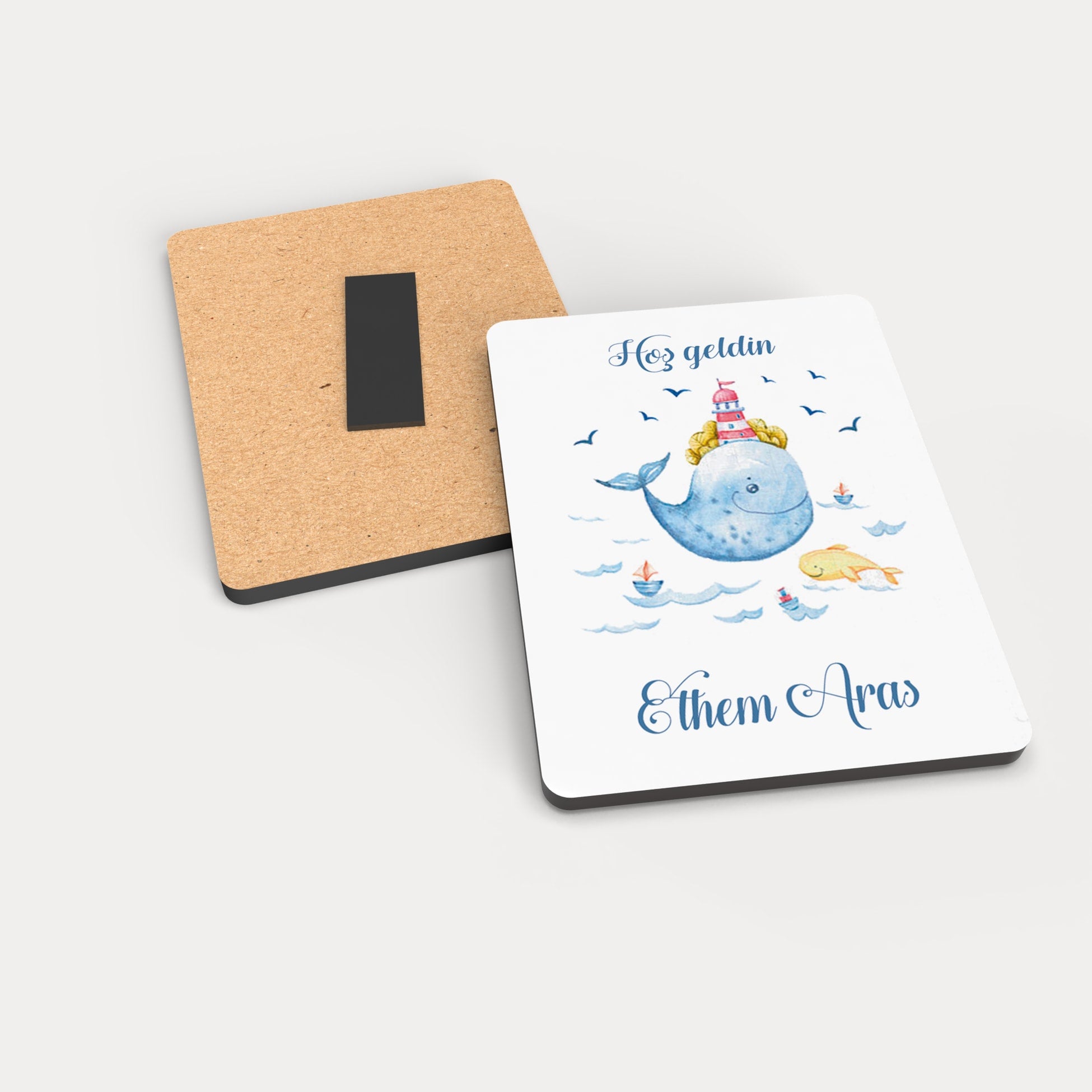 Balina Desenli Ahşap Magnet