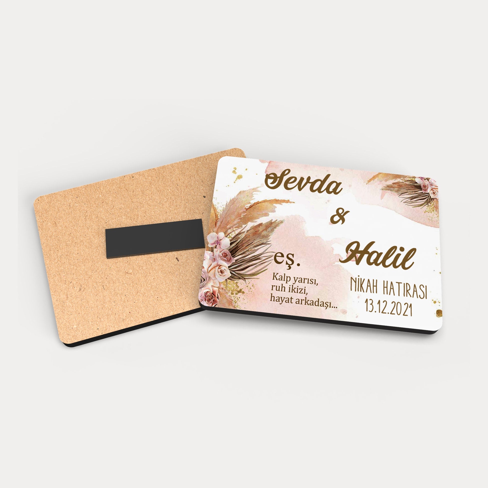 Çiçek Desenli Ahşap Magnet