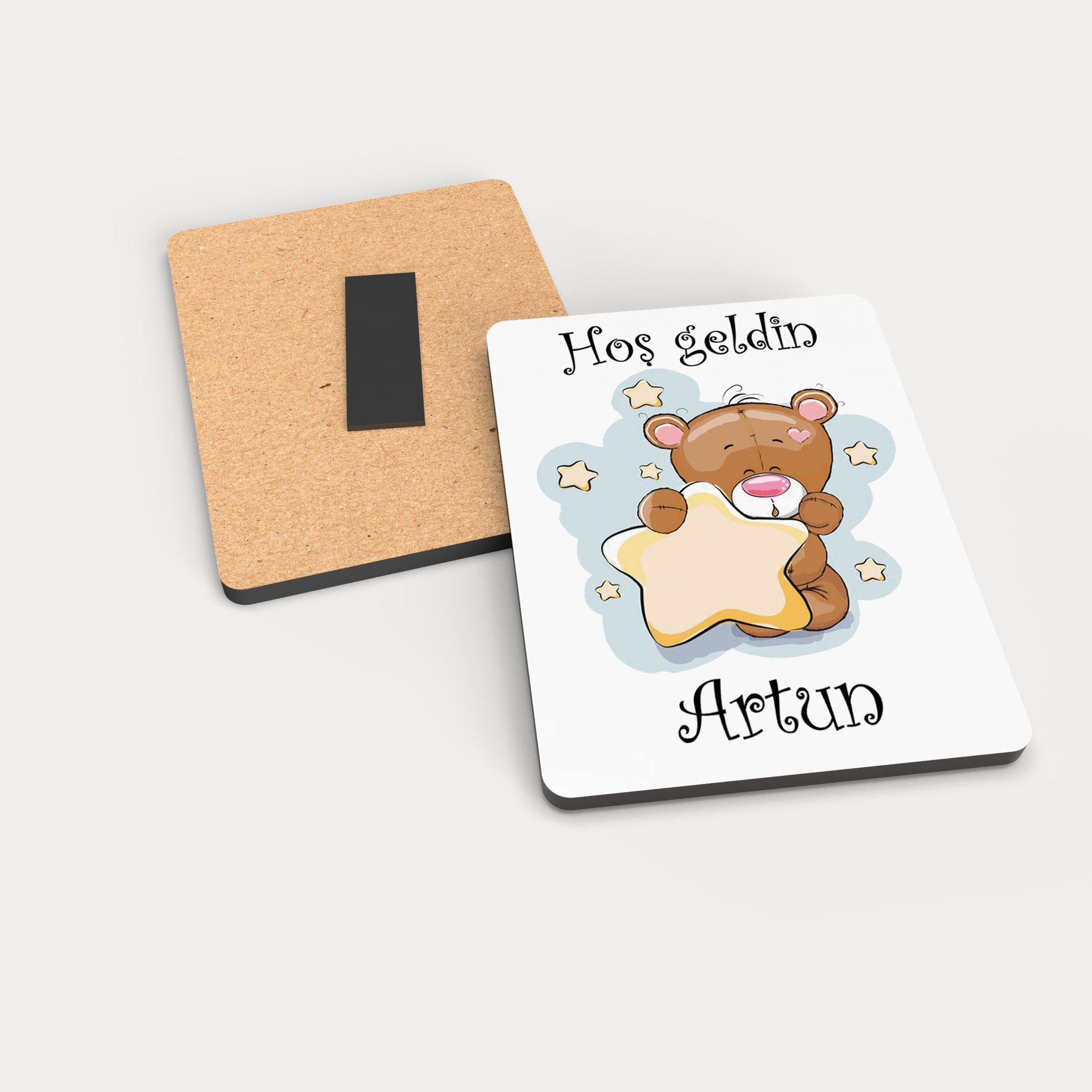 Ayıcık Desenli Ahşap Magnet