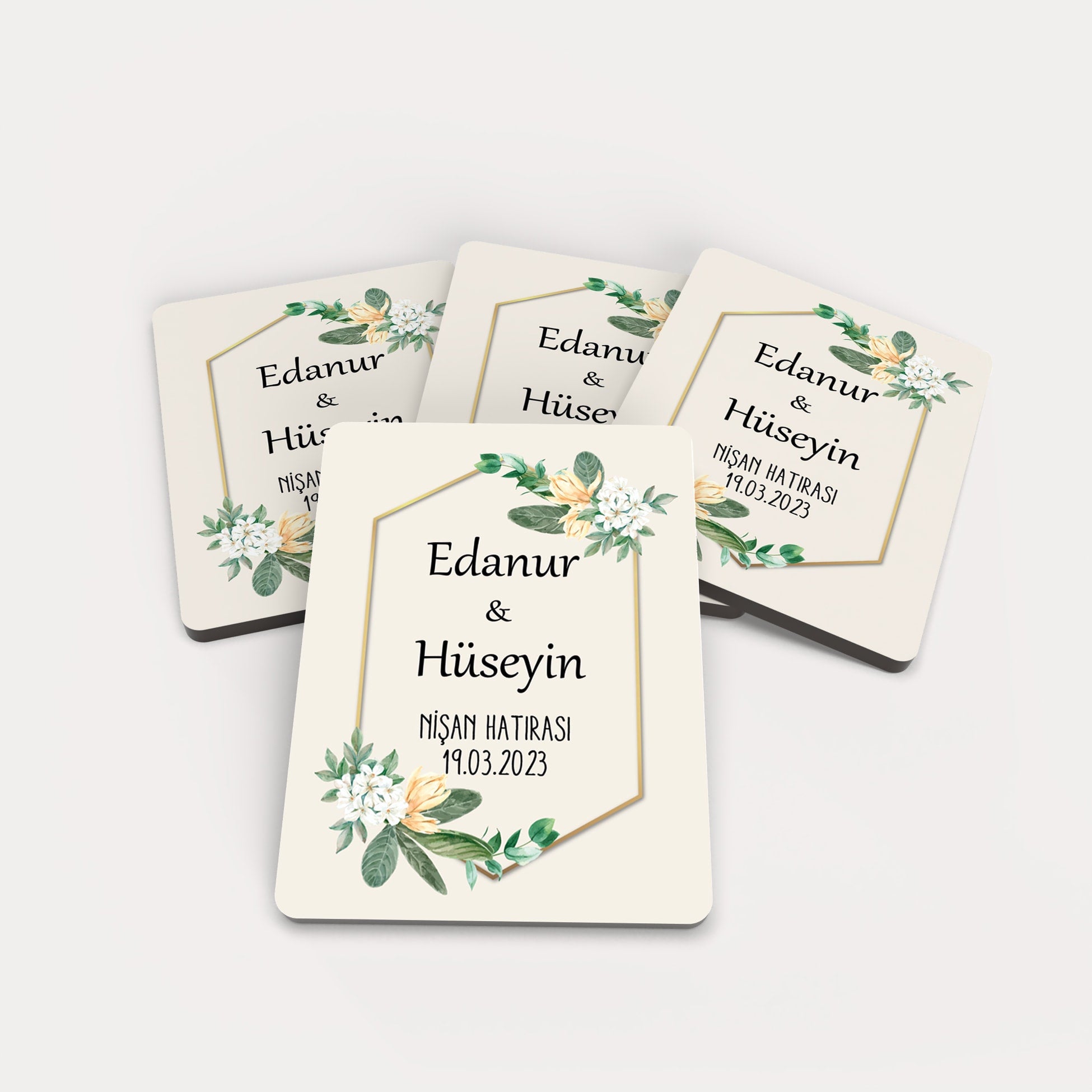 Portakal Çiçeği Desenli Ahşap Magnet