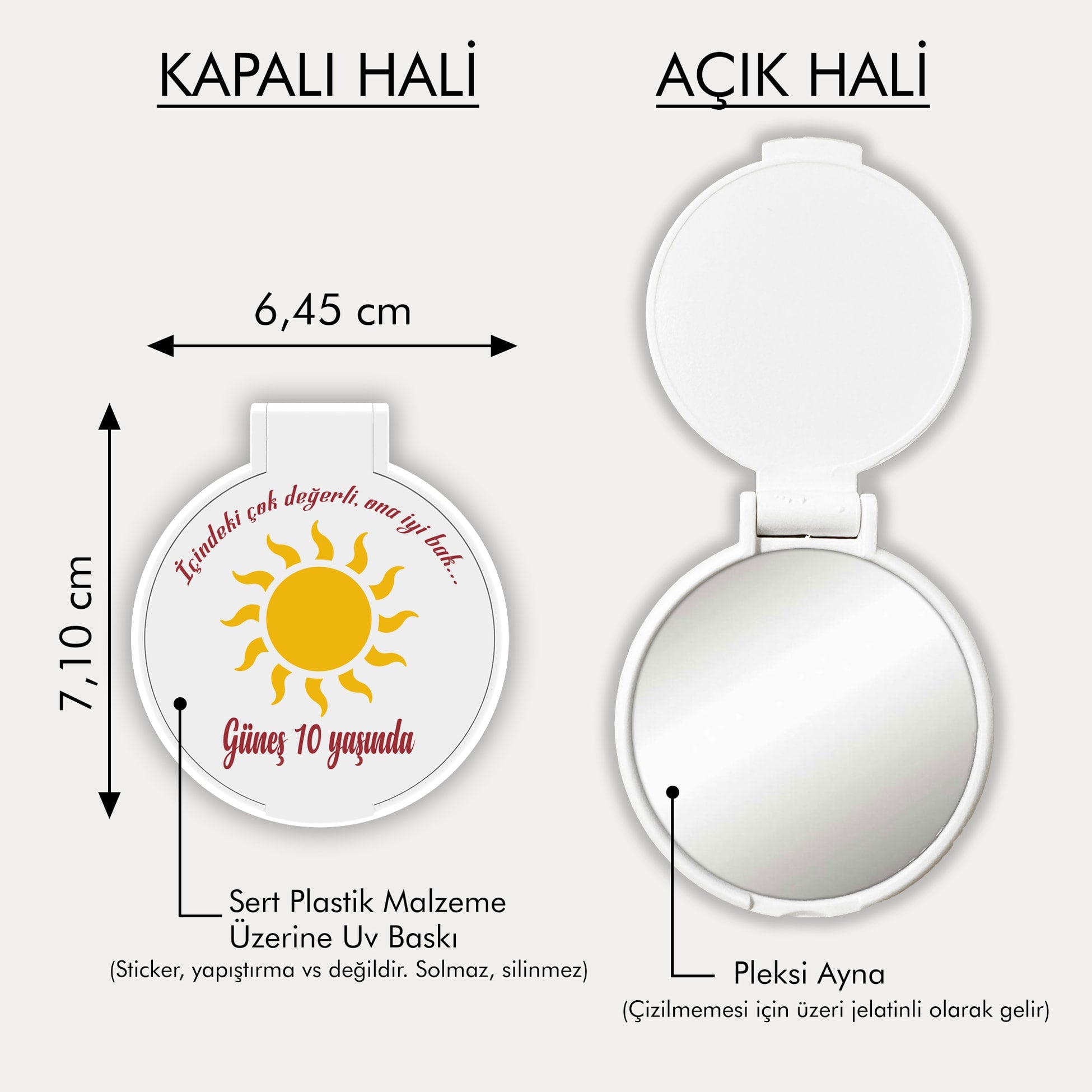 Güneş Temalı Yuvarlak Ayna