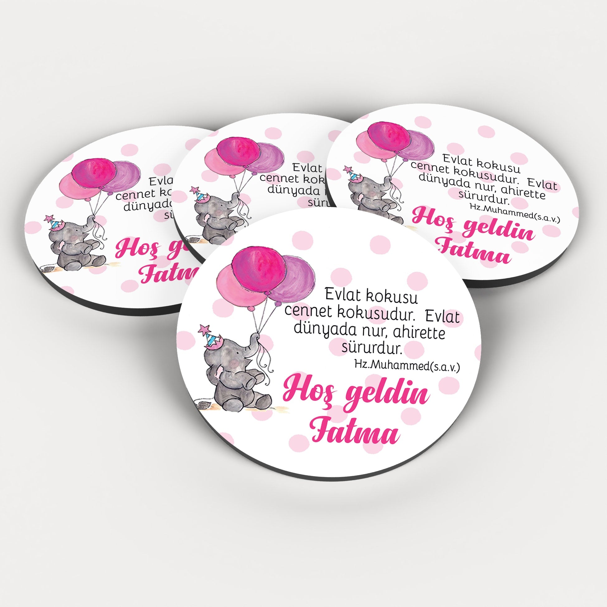 Nazar Dualı Fil Desenli Yuvarlak Ahşap Magnet