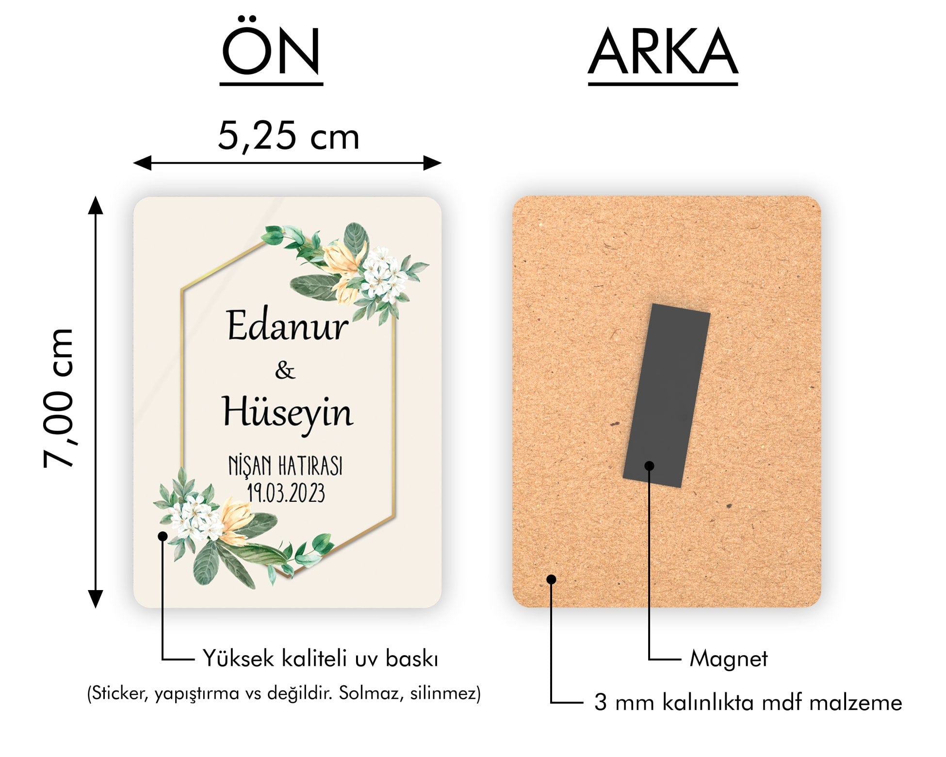 Portakal Çiçeği Desenli Ahşap Magnet