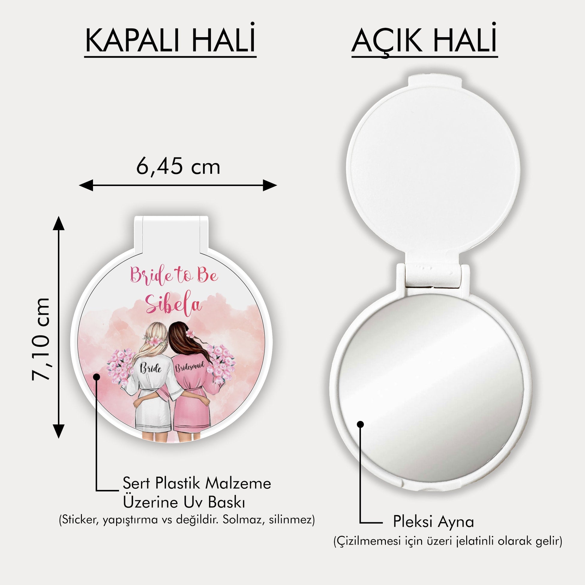 Bride Temalı Yuvarlak Ayna