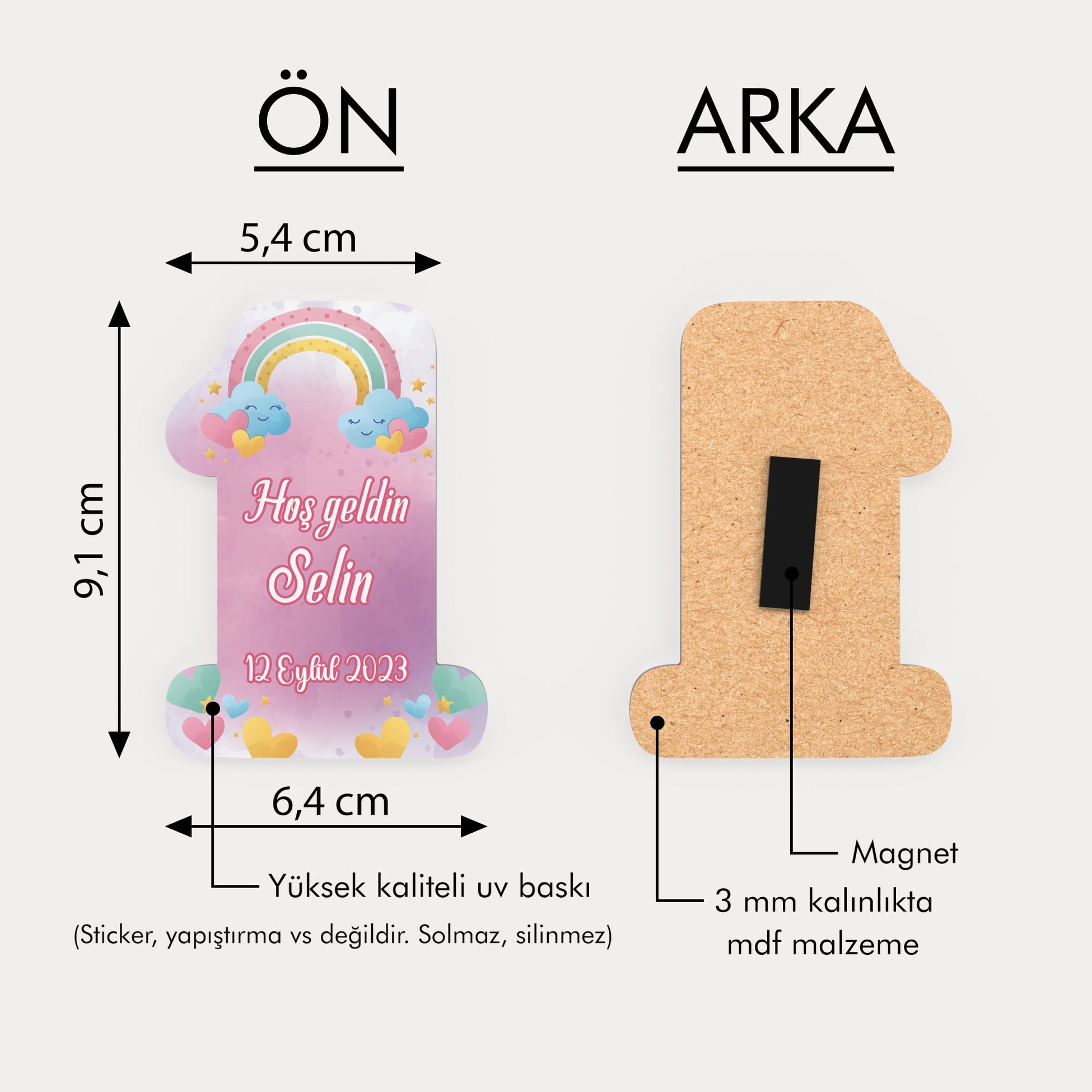 Gökkuşağı Desenli Ahşap Magnet
