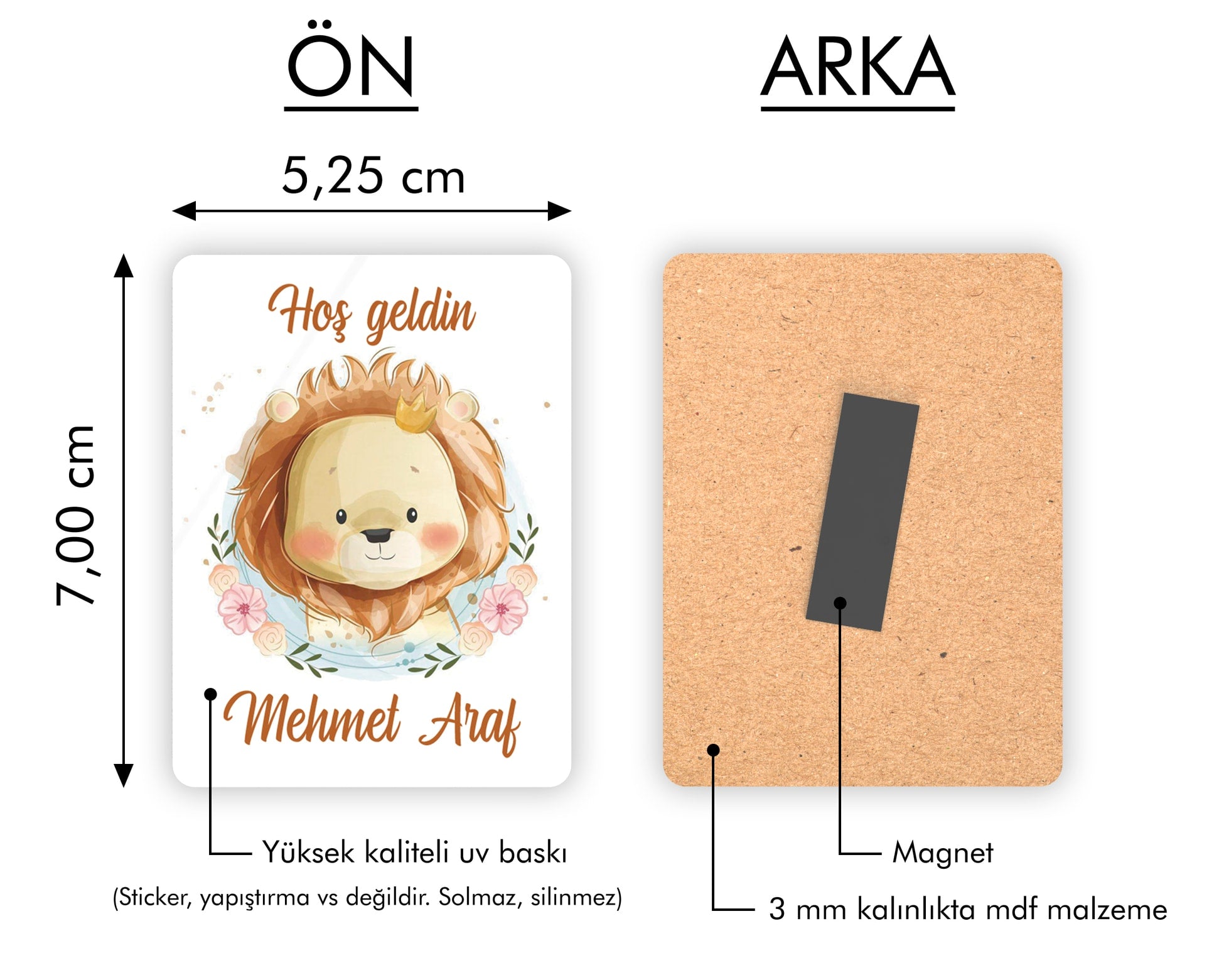 Aslan Temalı Ahşap Magnet