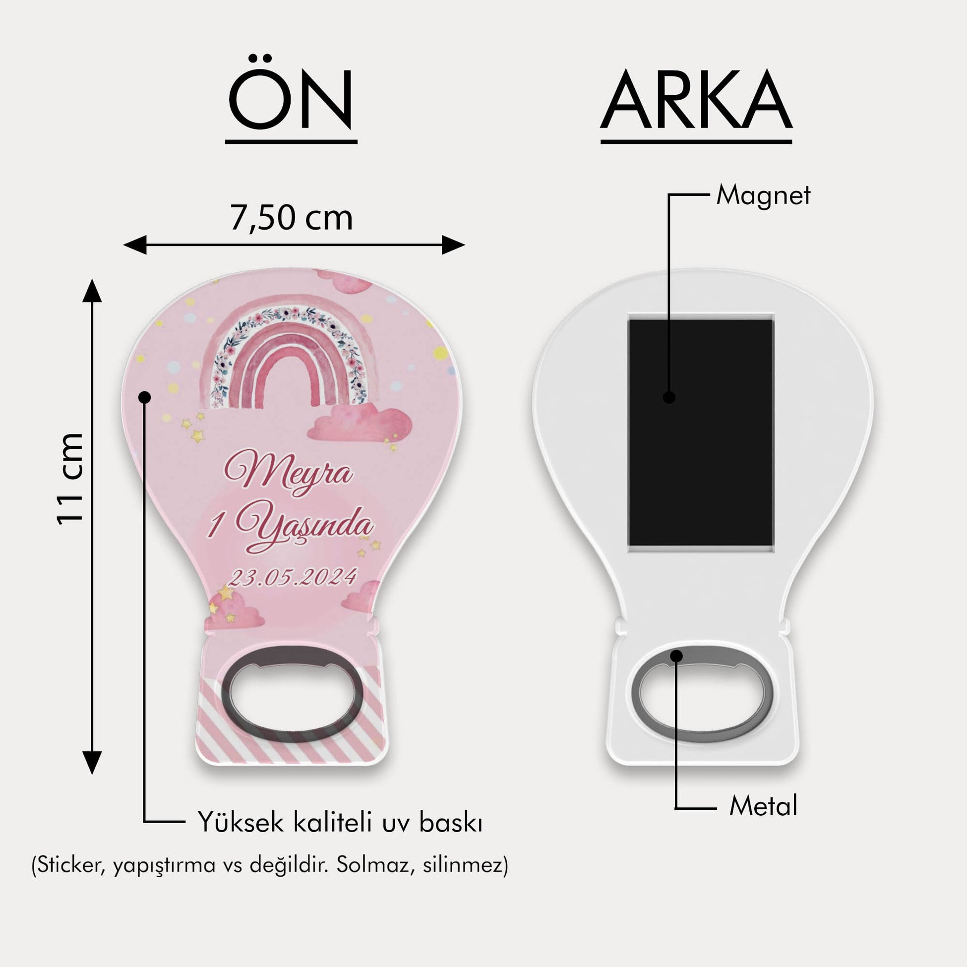 Gökkuşağı Desenli Balon Açacak Magnet