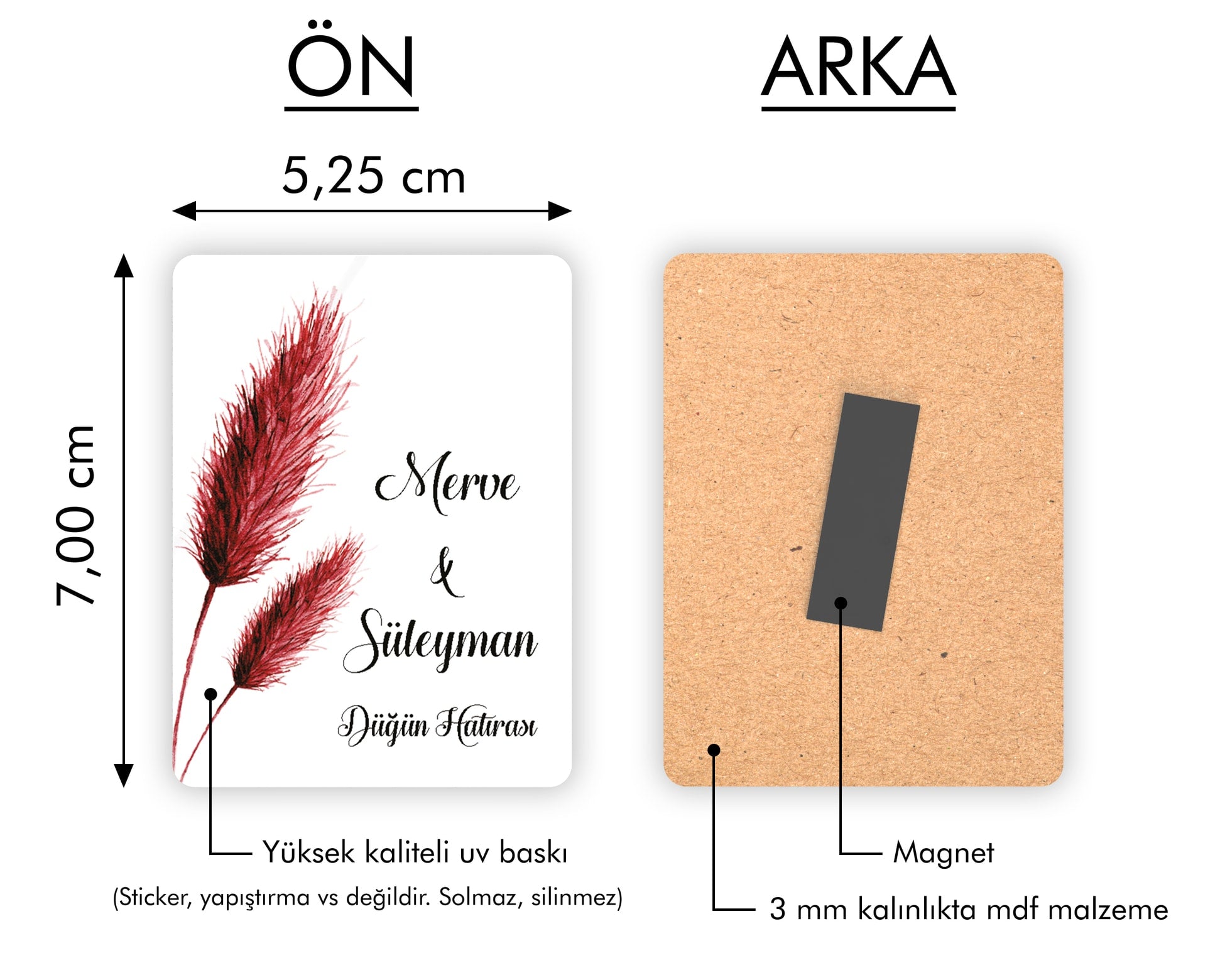 Pamuk Otu Desenli Ahşap Magnet