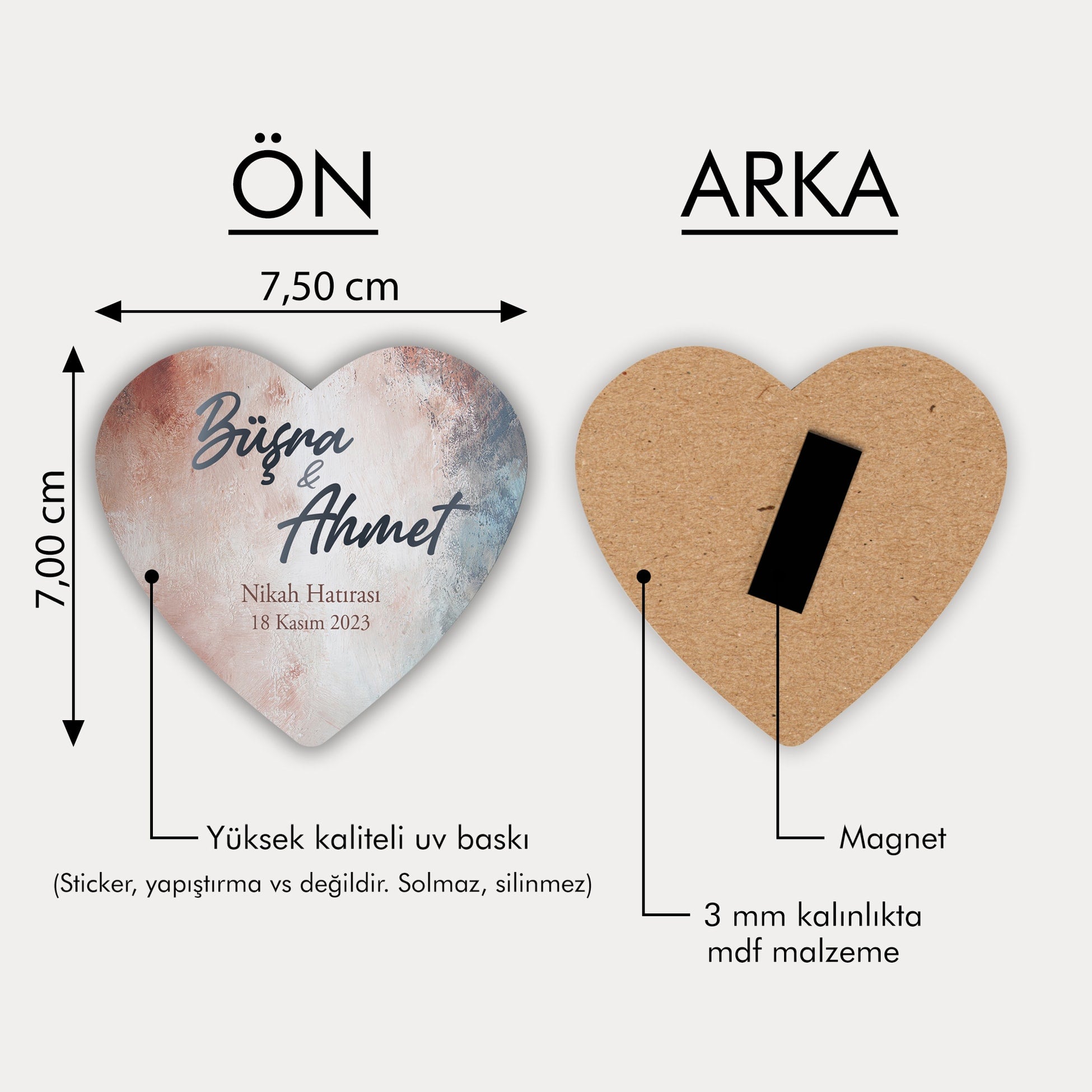 Renkli Arka Planlı Ahşap Magnet