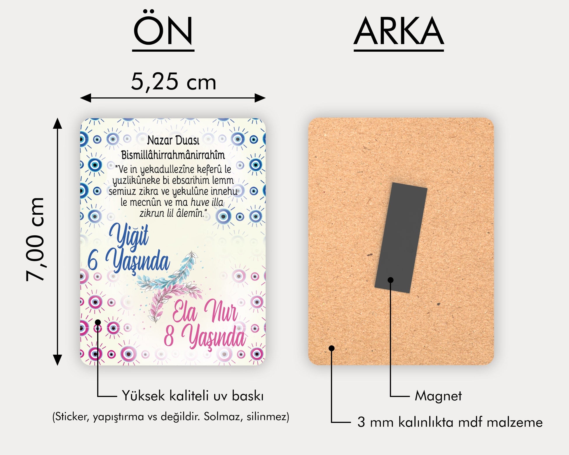 Nazar Boncuğu Temalı Ahşap Magnet