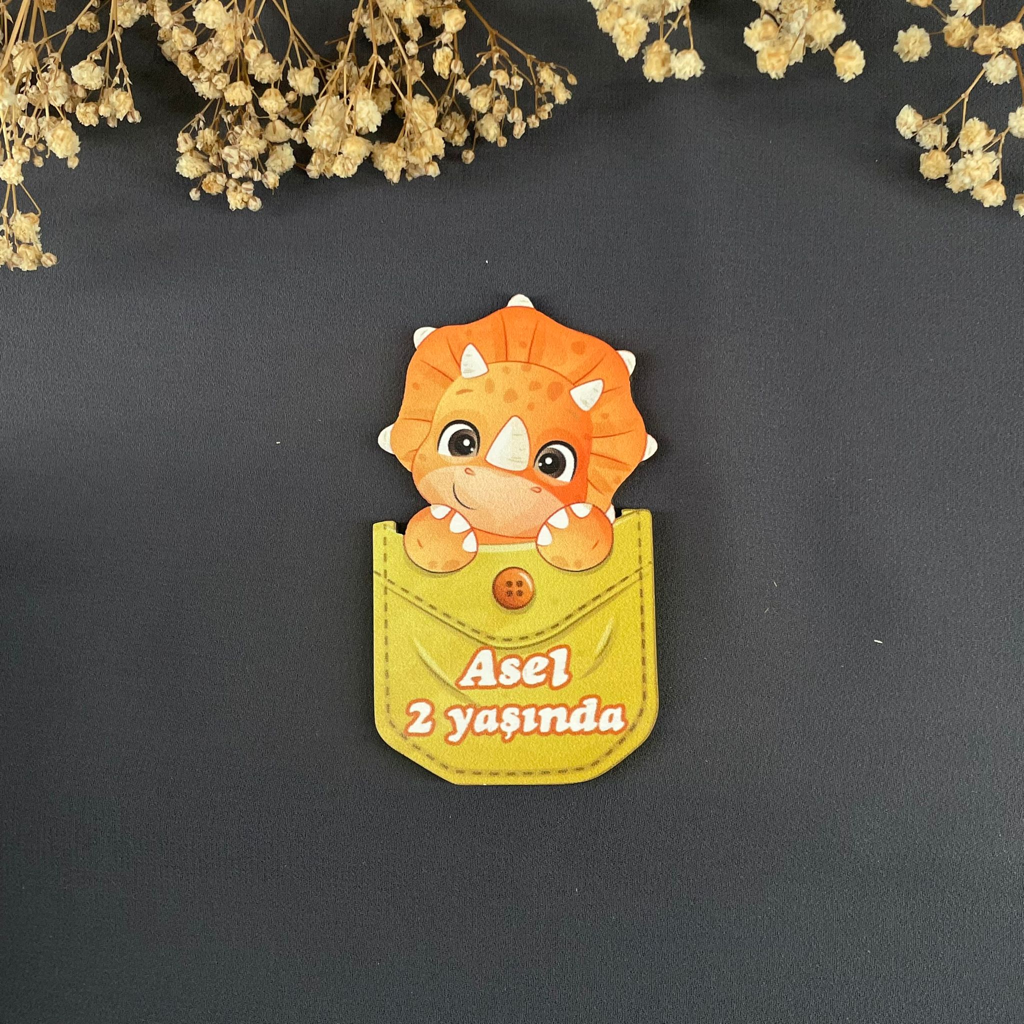 Dinozor Temalı Özel Kesim Ahşap Magnet