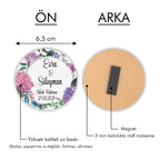 Ortanca Desenli Yuvarlak Ahşap Magnet