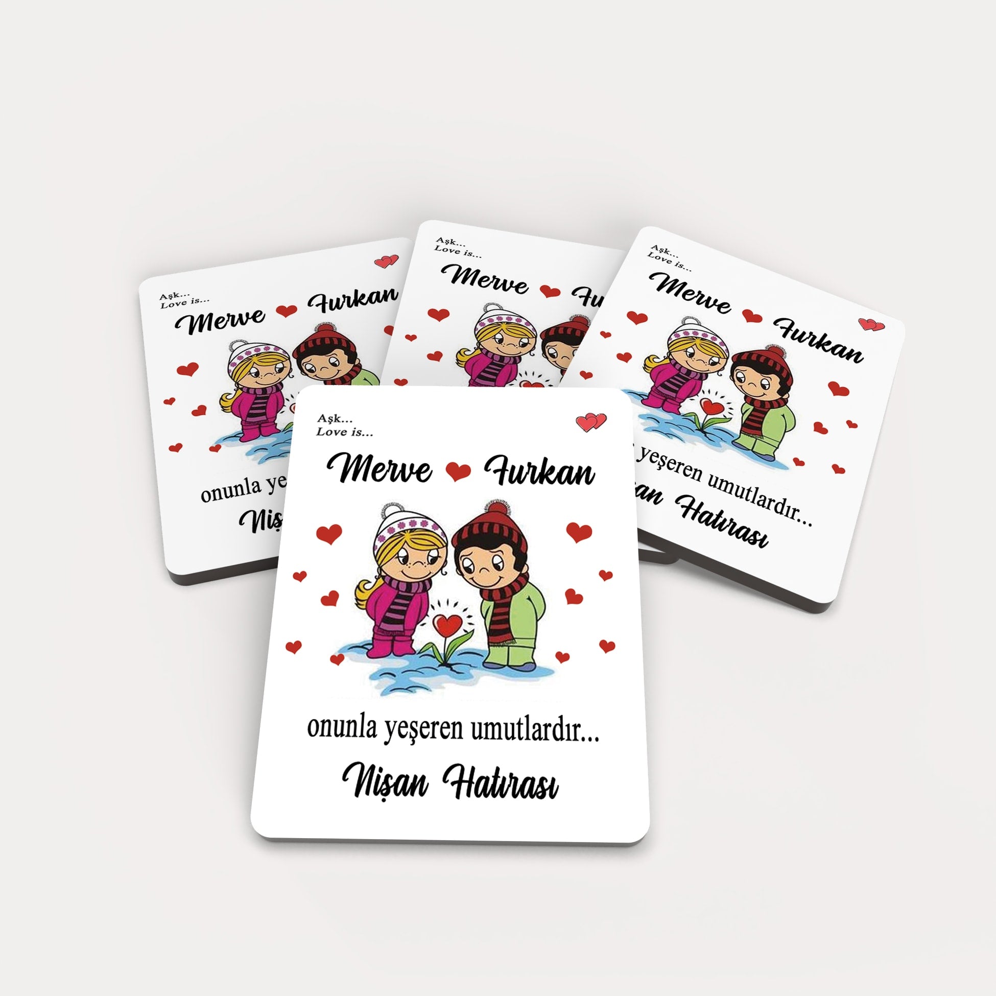 Şıpsevdi Gelin Damat Desenli Ahşap Magnet