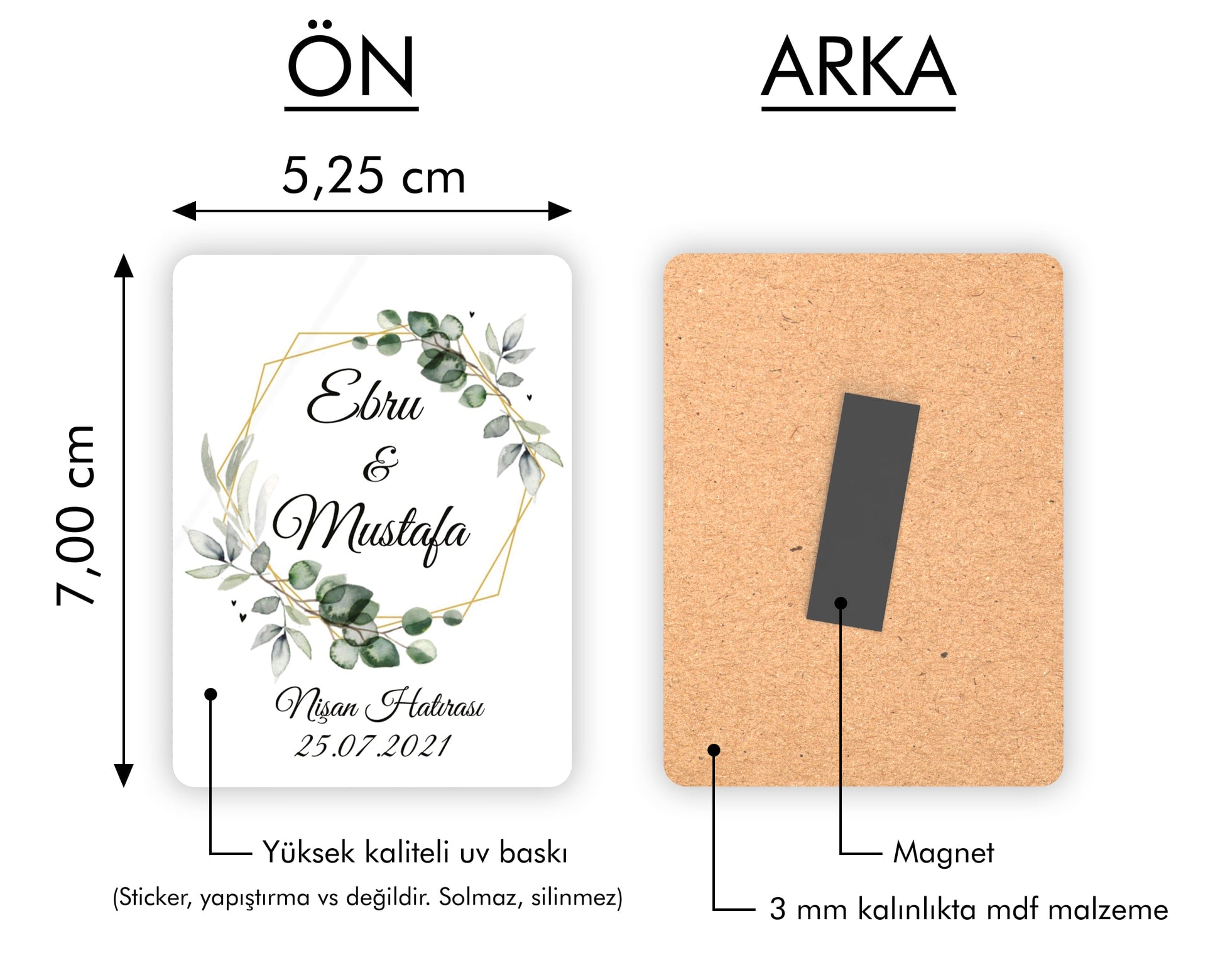 Yaprak Çerçeveli Ahşap Magnet