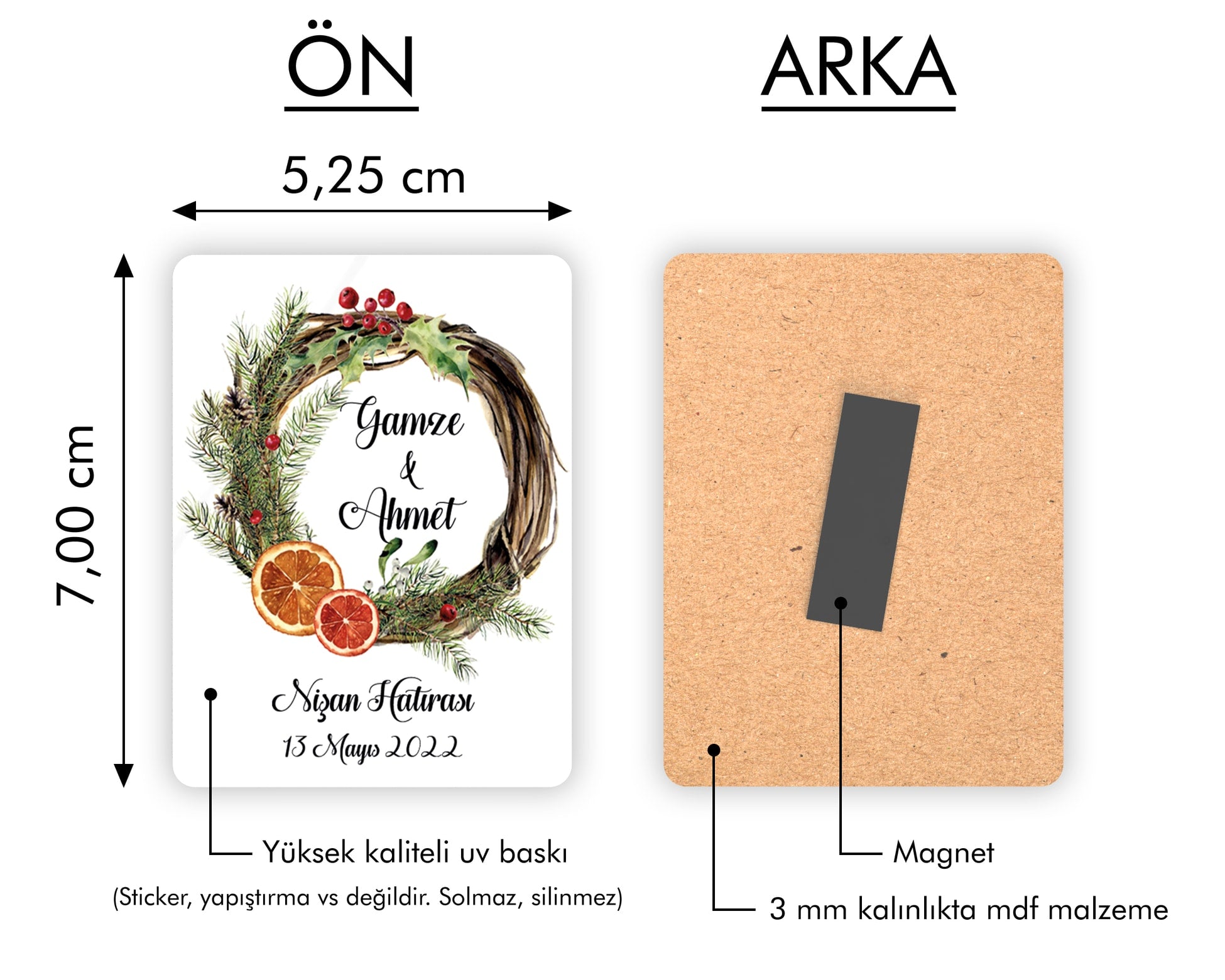 Portakal Temalı Ahşap Magnet