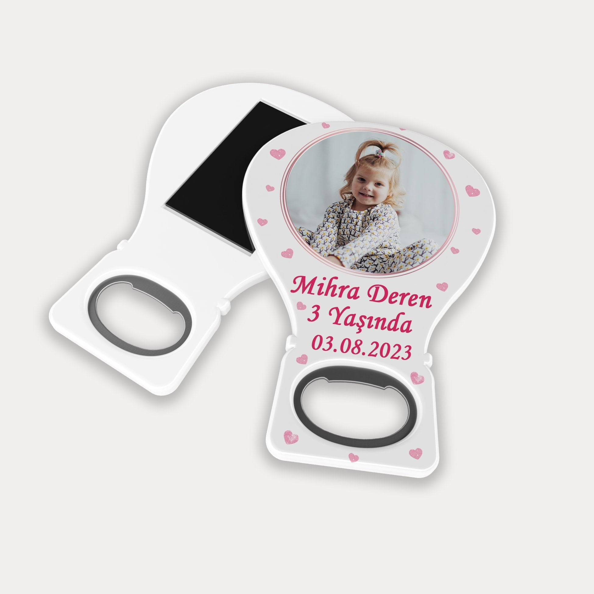 Pembe Kalp Temalı Balon Açacak Magnet