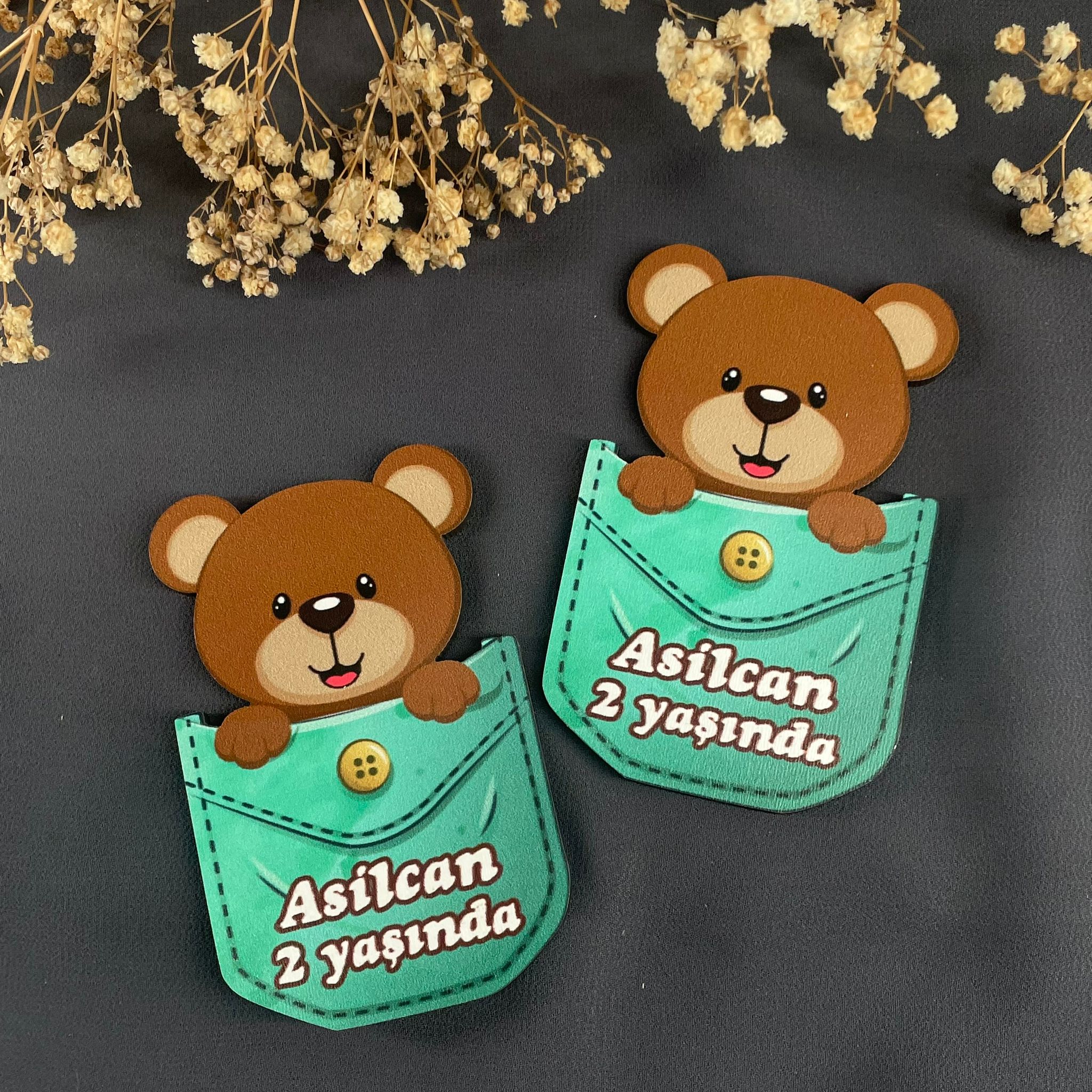 Ayıcık Temalı Özel Kesim Ahşap Magnet