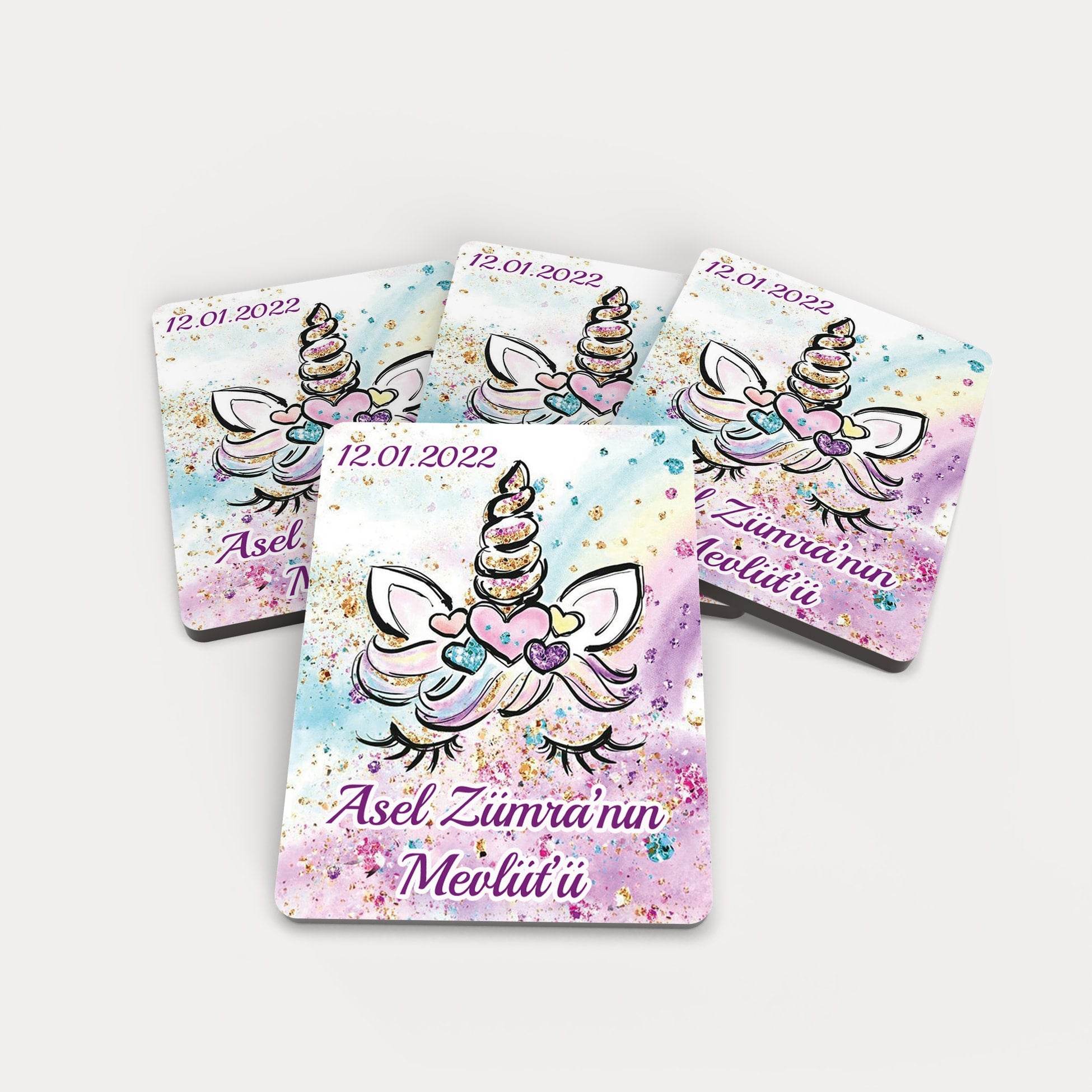 Unicorn Temalı Ahşap Magnet
