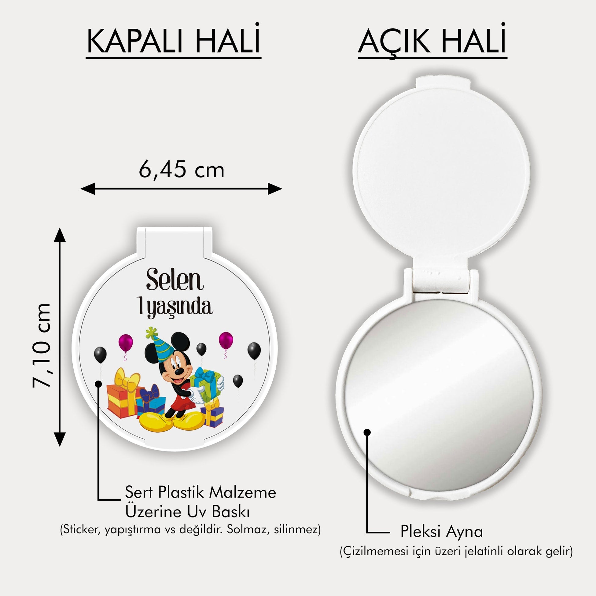 Mickey Mouse Temalı Yuvarlak Ayna