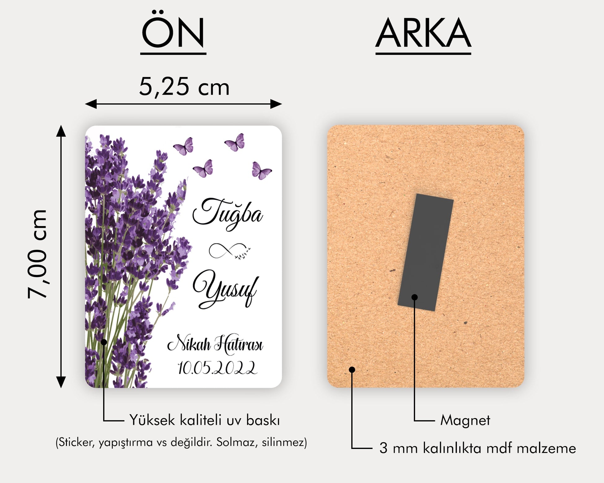 Lavanta Desenli Ahşap Magnet