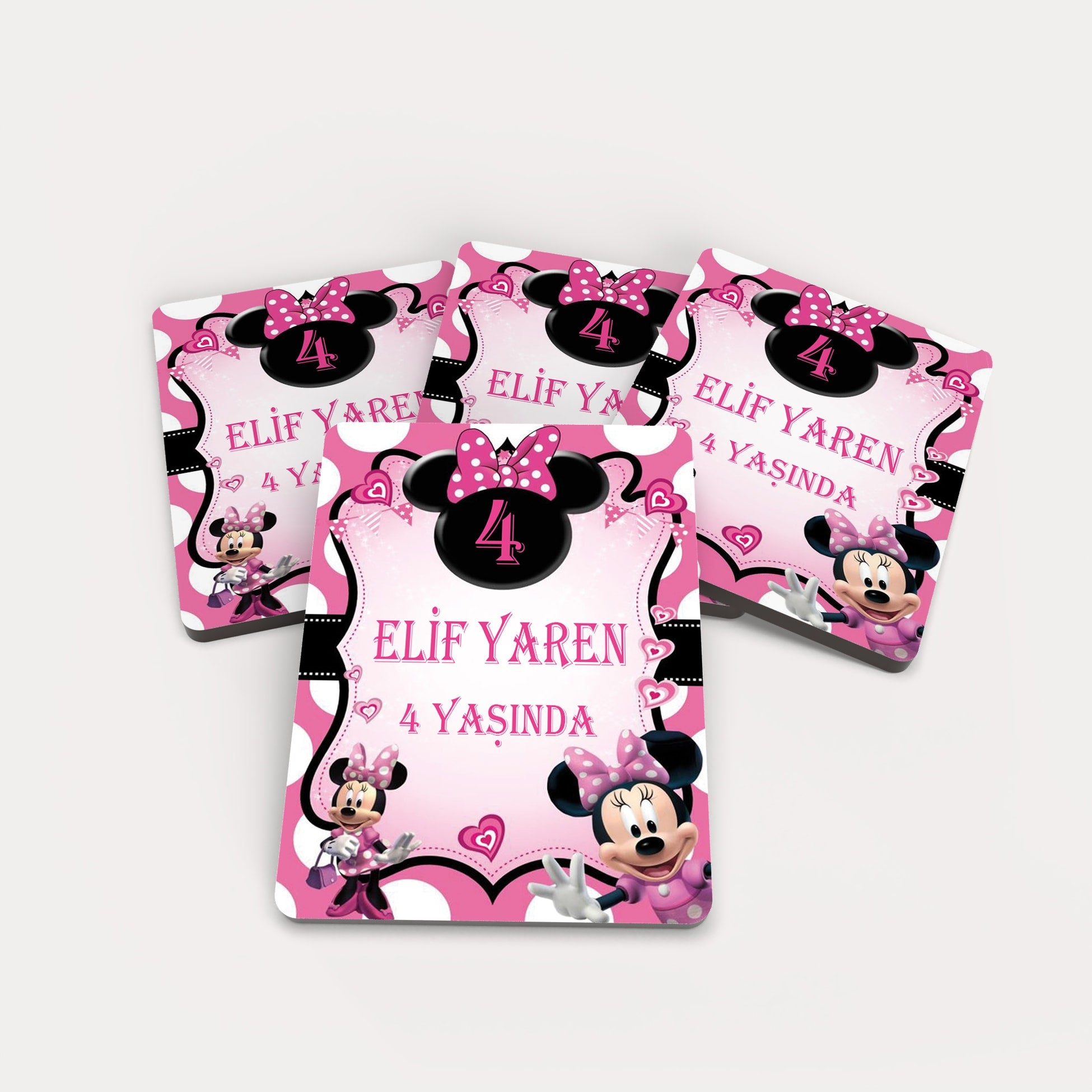 Minnie Mouse Desenli Ahşap Magnet