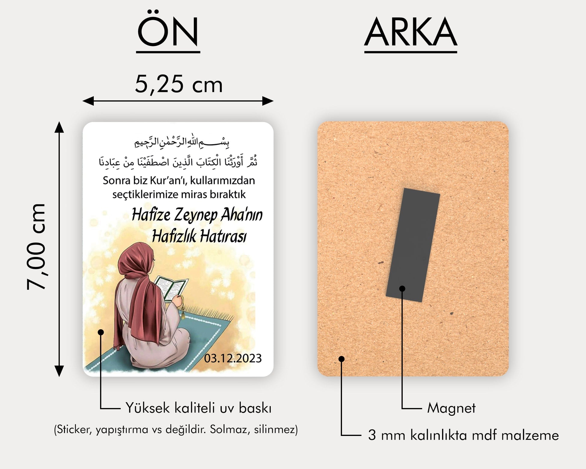 Hafızlık Temalı Ahşap Magnet