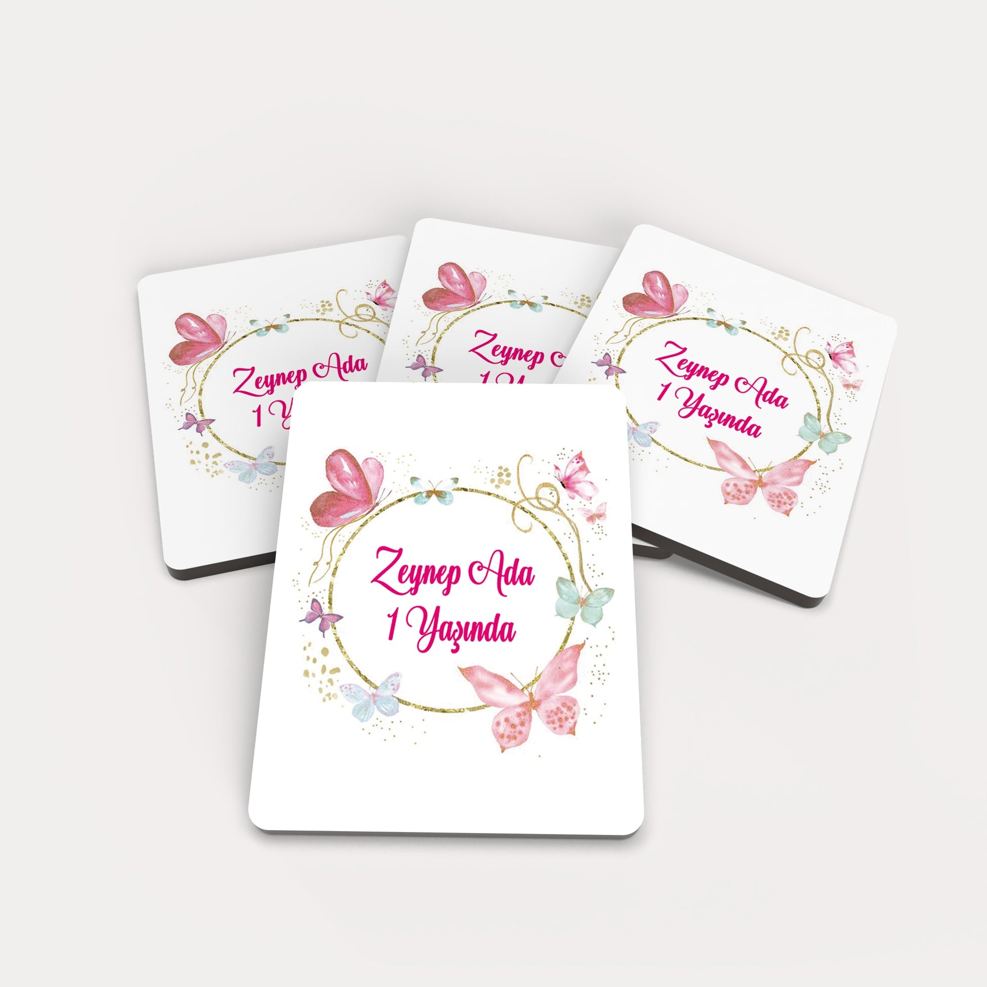 Kelebek Desenli Ahşap Magnet