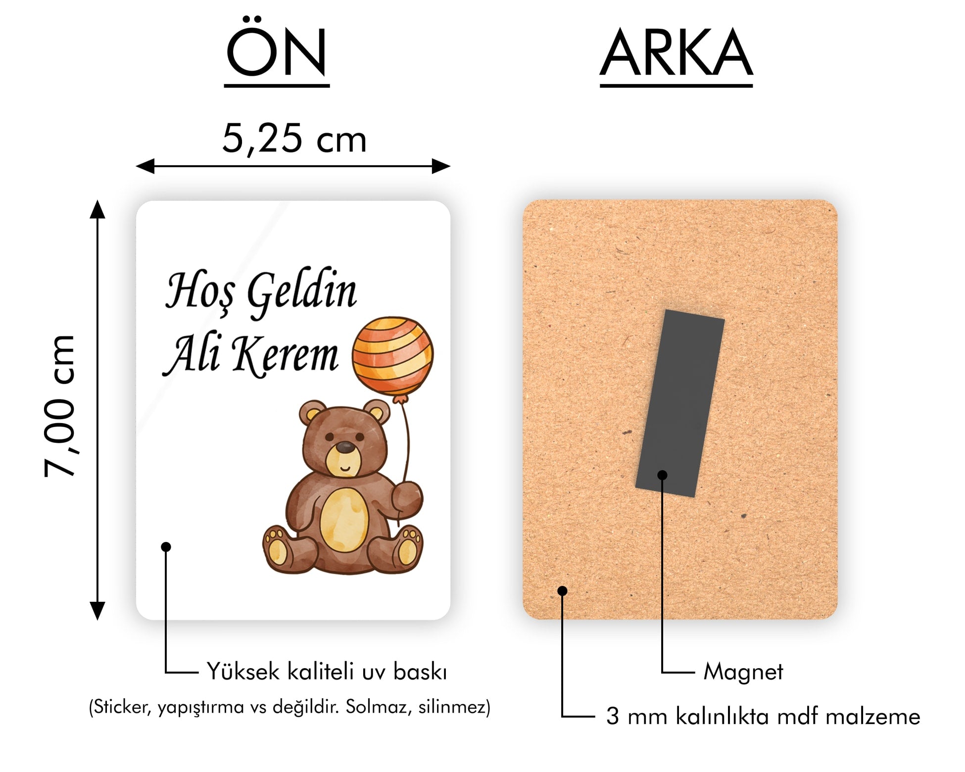 Ayıcık Desenli Ahşap Magnet