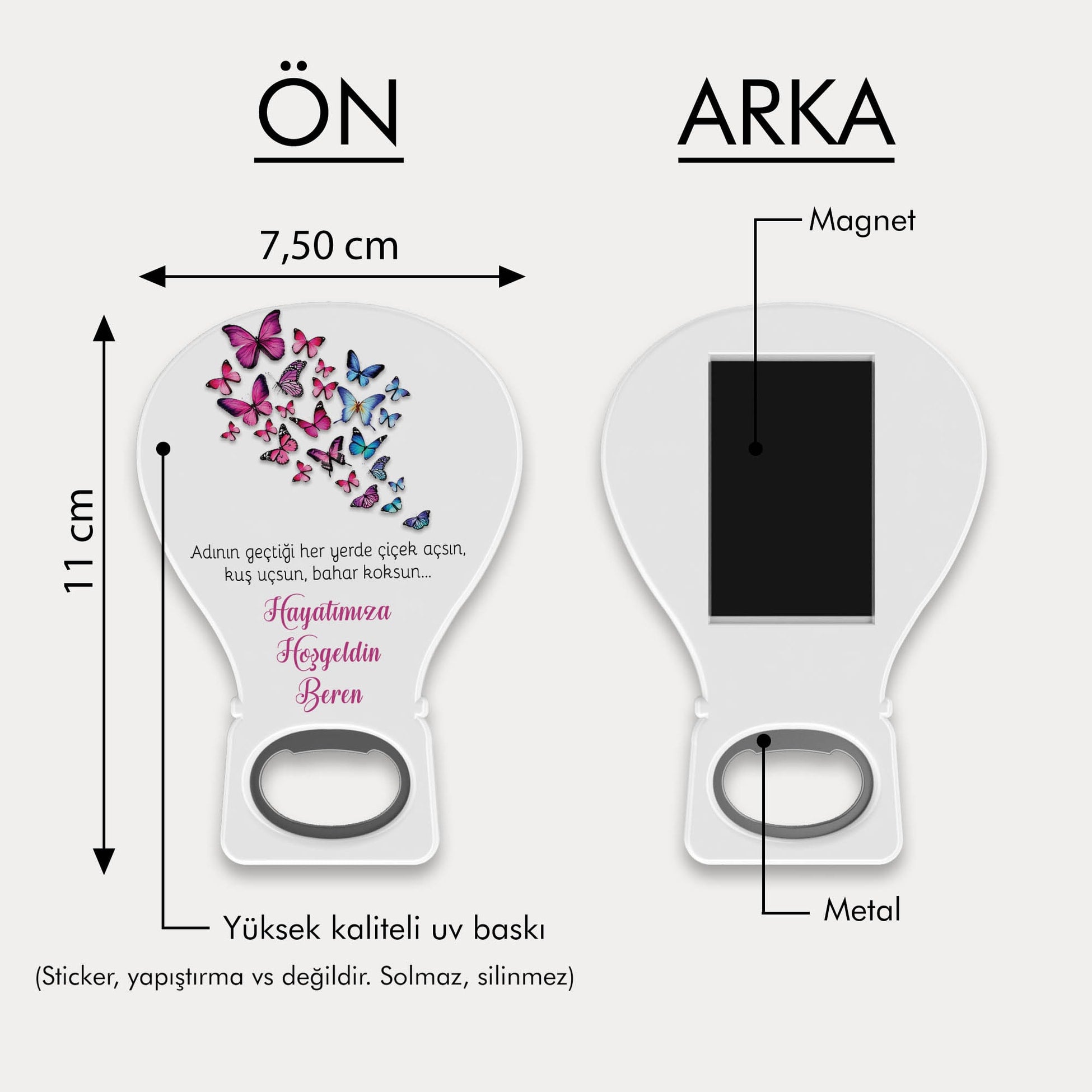 Kelebek Desenli Balon Açacak Magnet