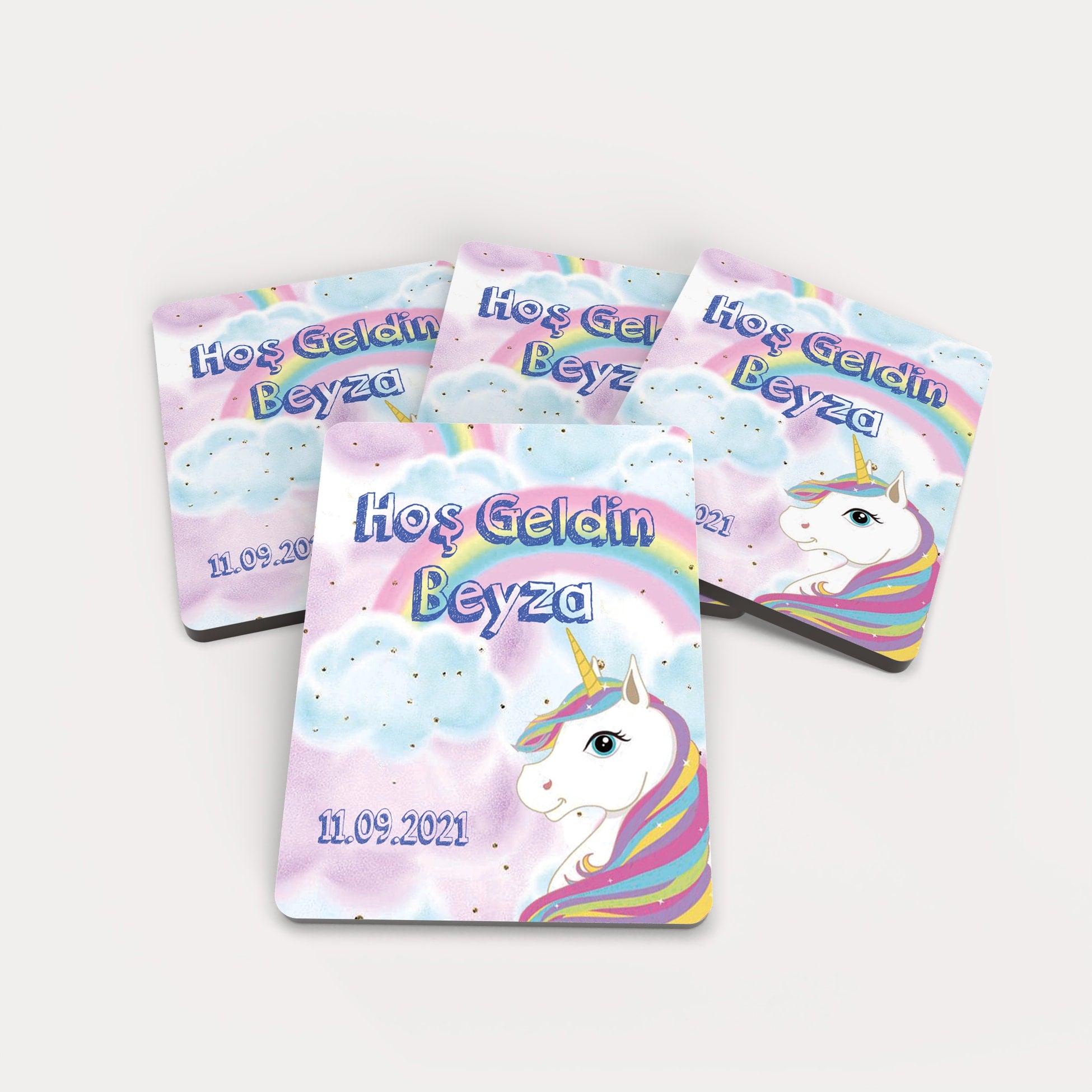Unicorn Temalı Ahşap Magnet