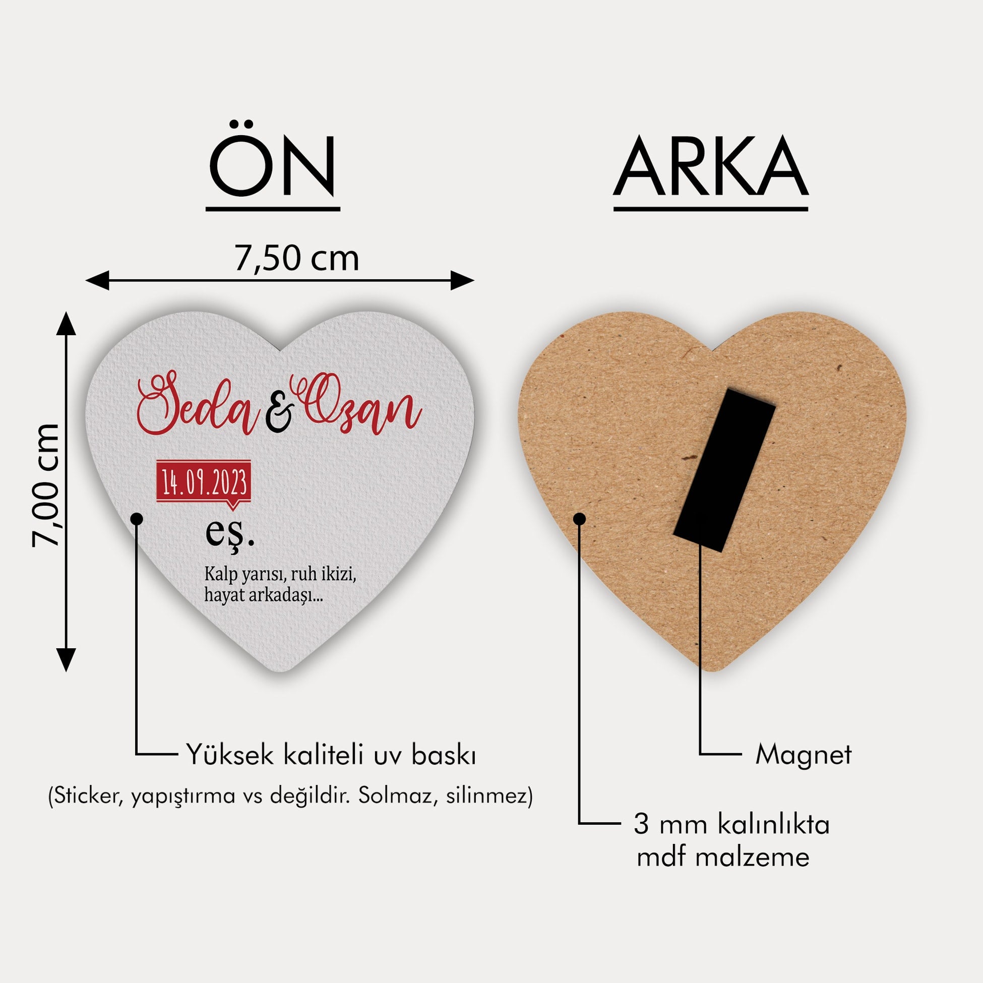 Kelime Baskılı Ahşap Magnet