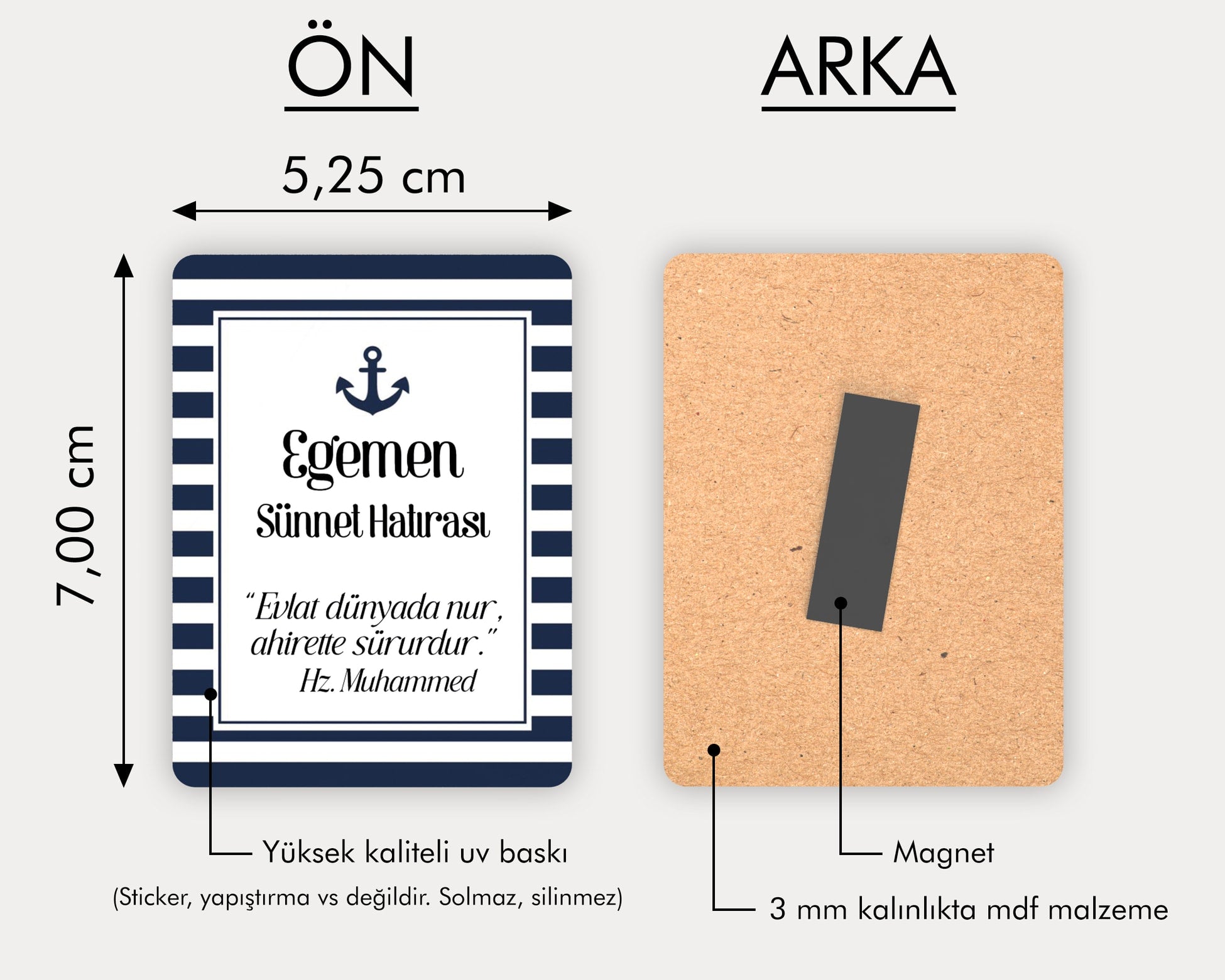 Çapa Desenli Sünnet Temalı Ahşap Magnet