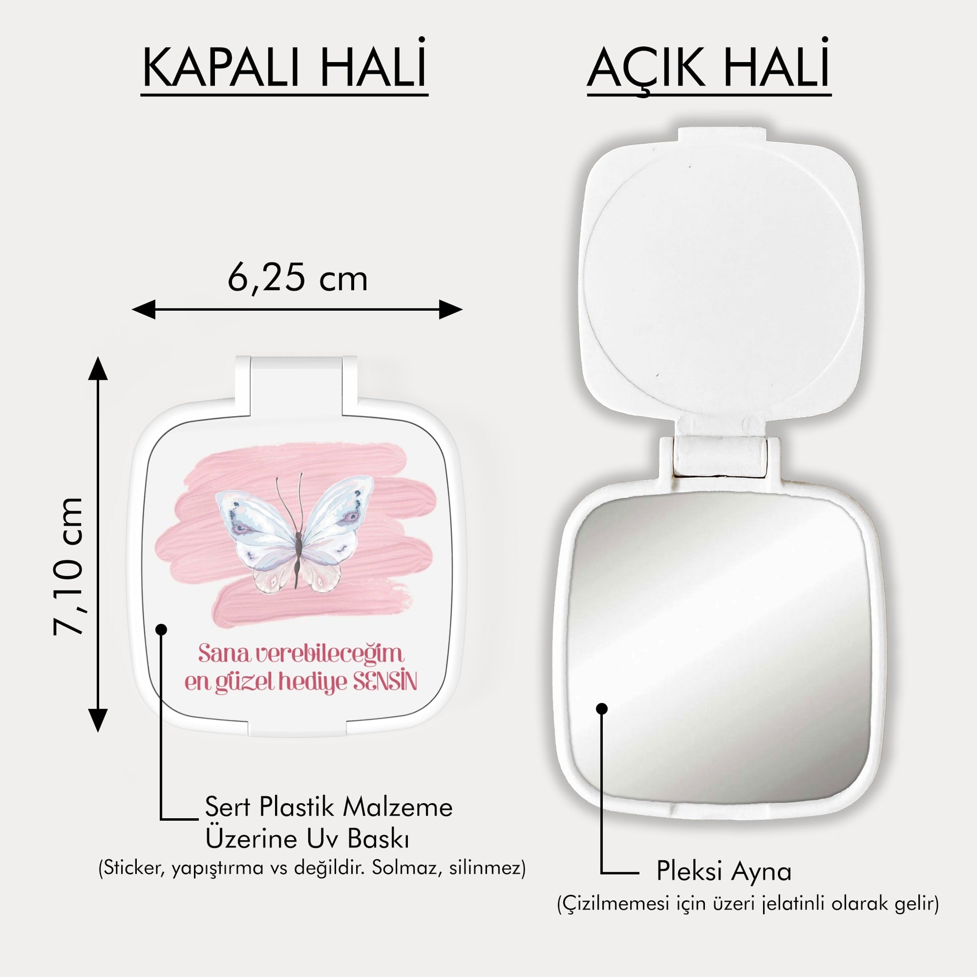 Kelebek Desenli Kare Ayna