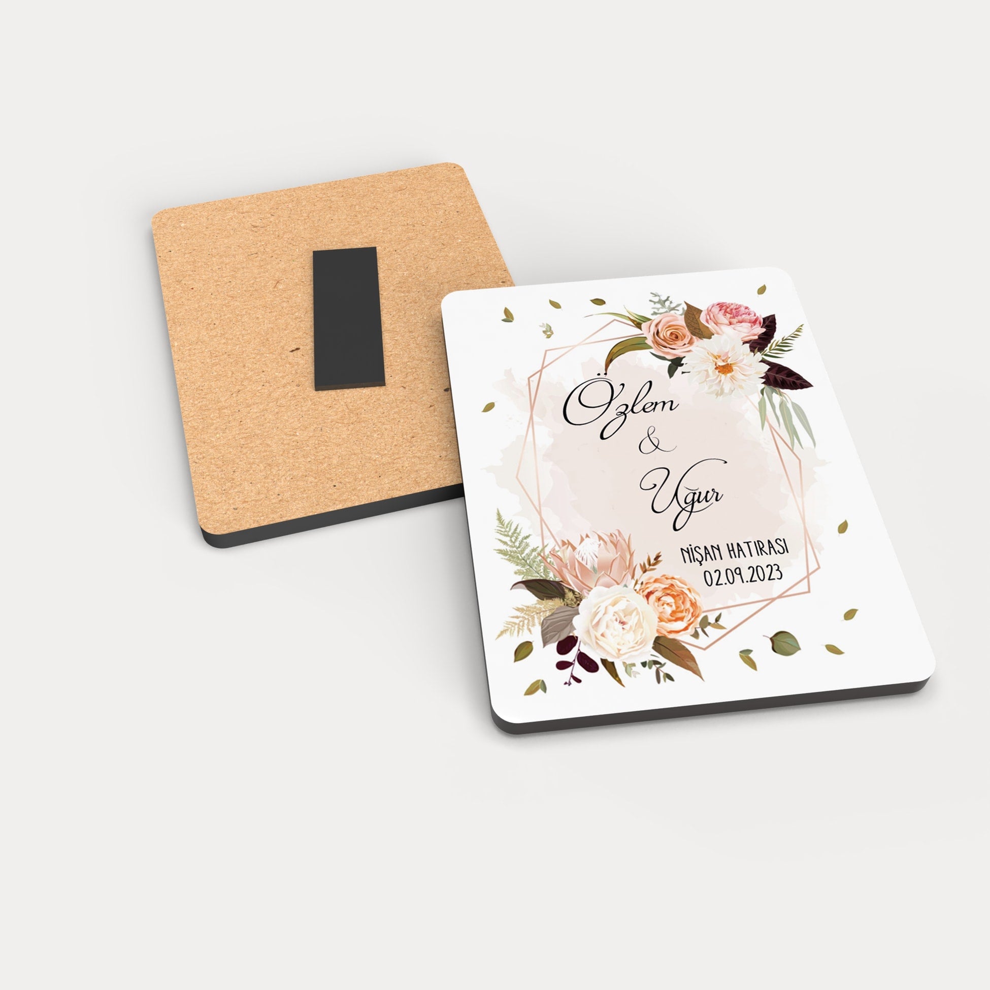 Soft Çiçek Çelenk Desenli Ahşap Magnet