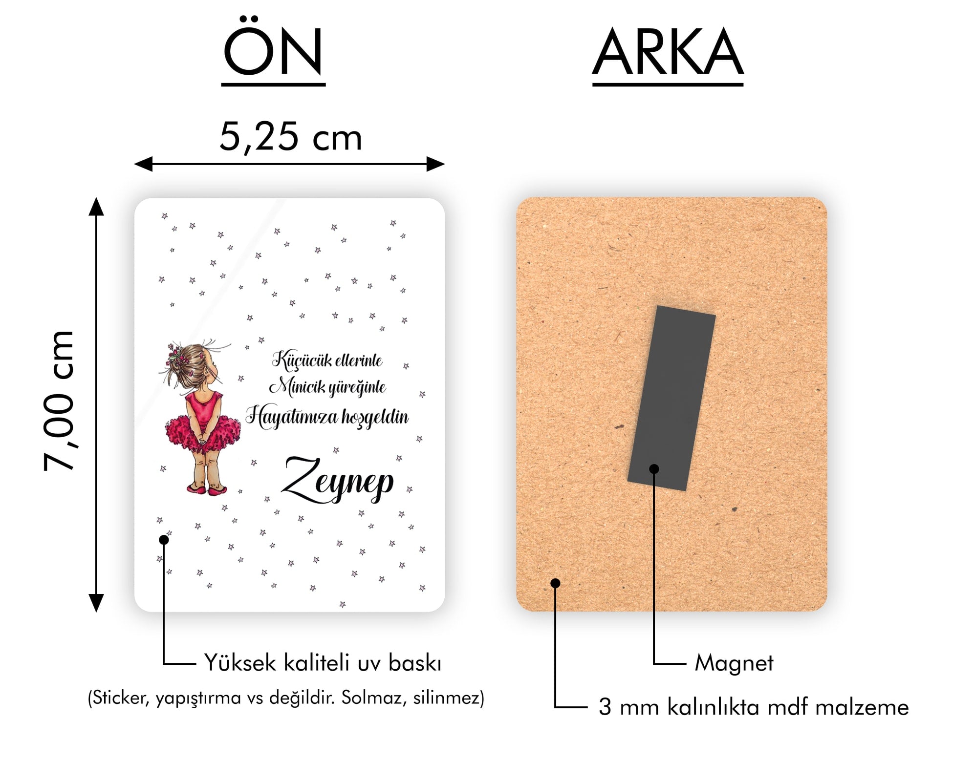 Kız Bebek Temalı Ahşap Magnet