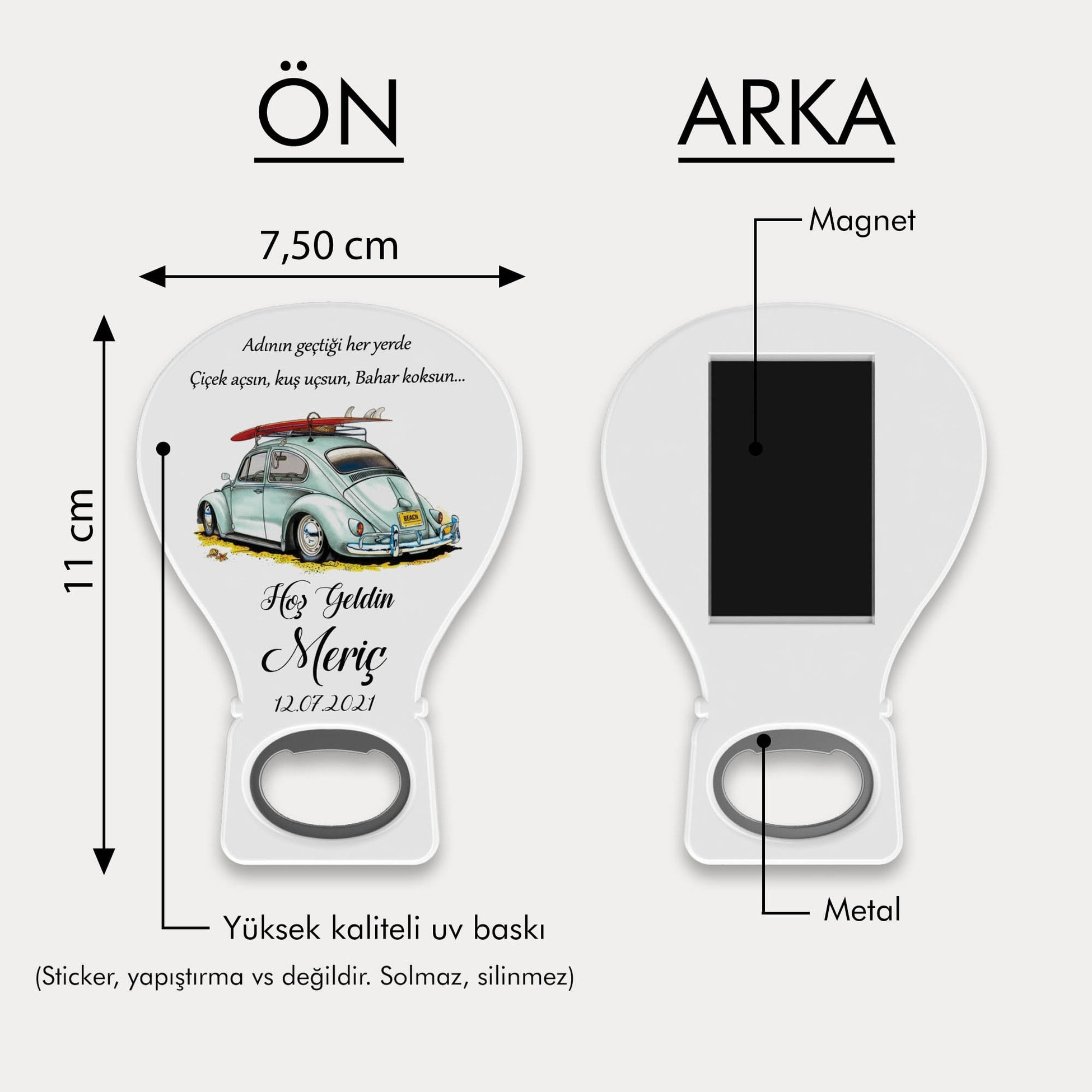 Mavi Vosvos Desenli Balon Açacak Magnet