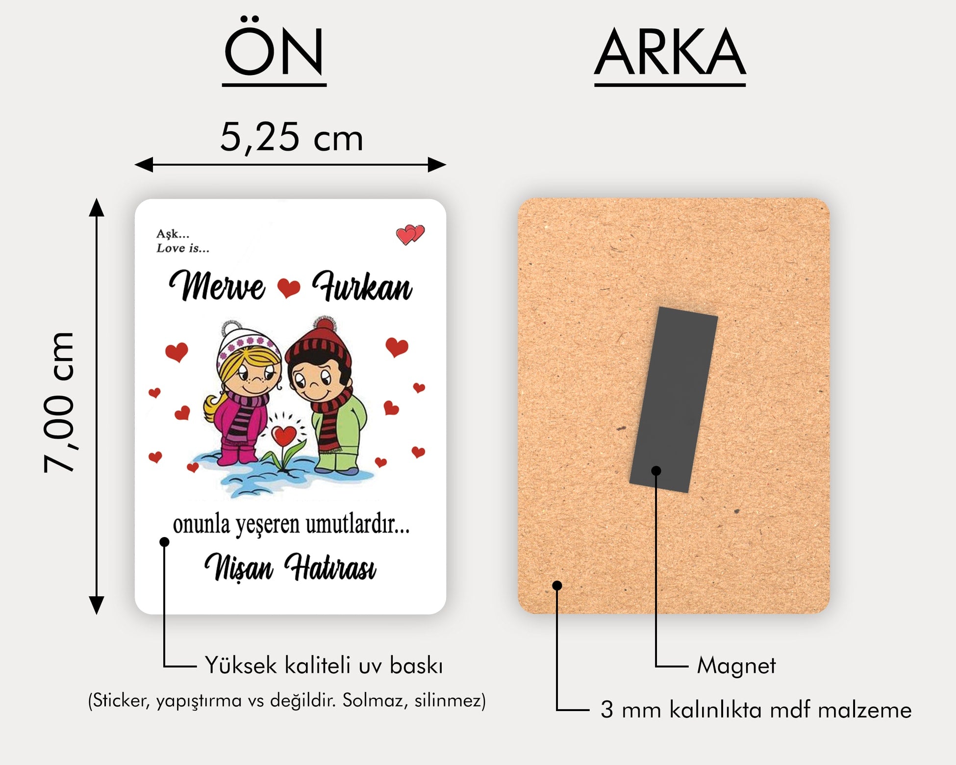 Şıpsevdi Gelin Damat Desenli Ahşap Magnet